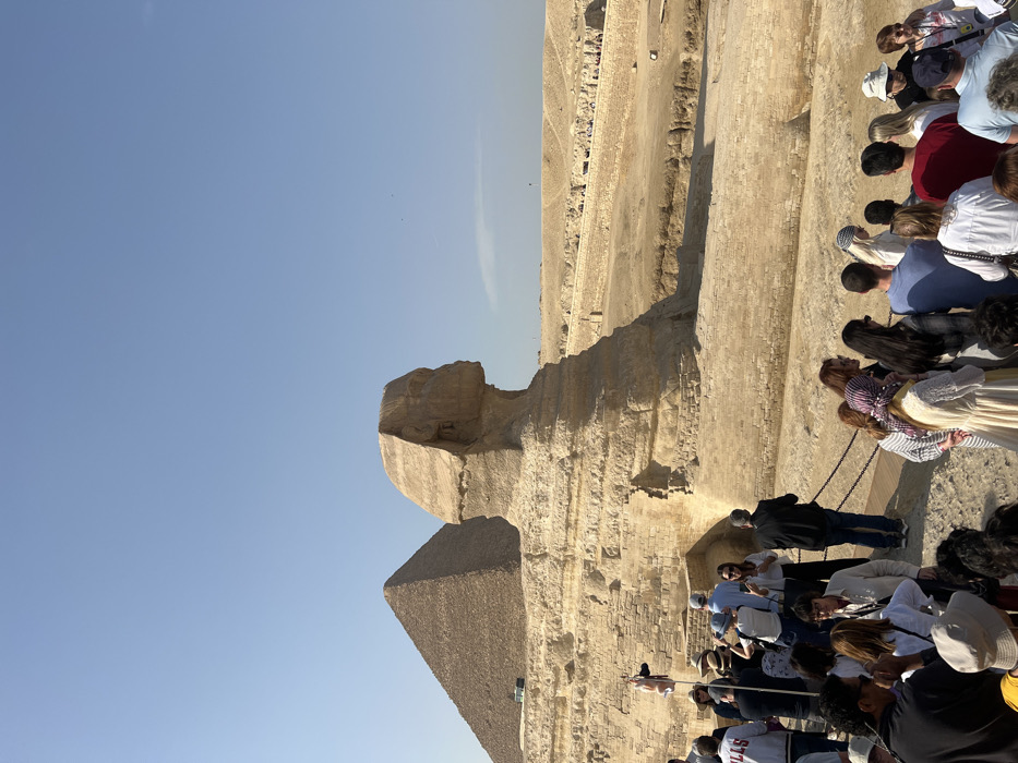 Tourists visit Great Sphinx and pyramids at Giza