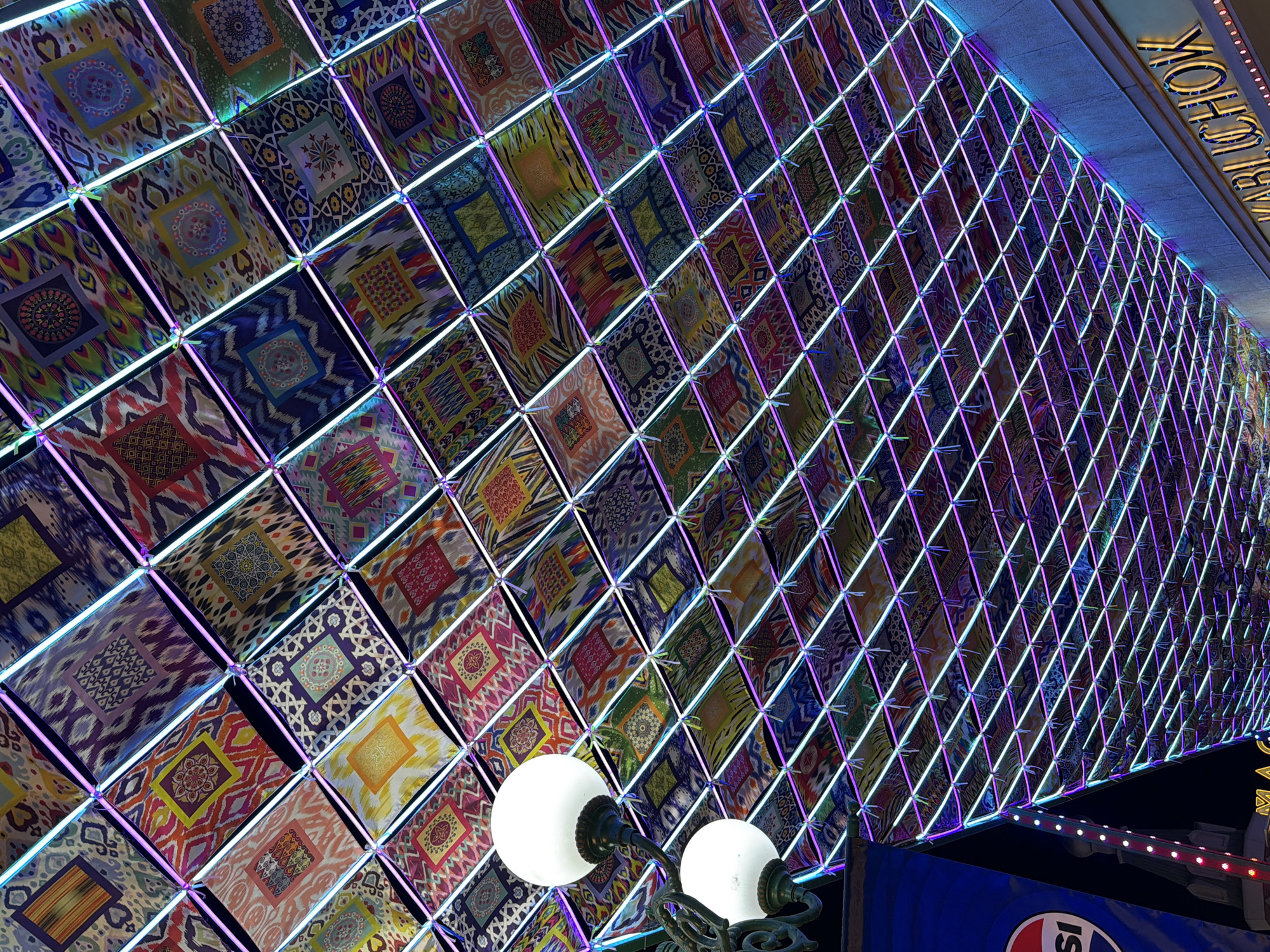 Illuminated pedestrian canopy draws crowds in Tashkent entertainment district