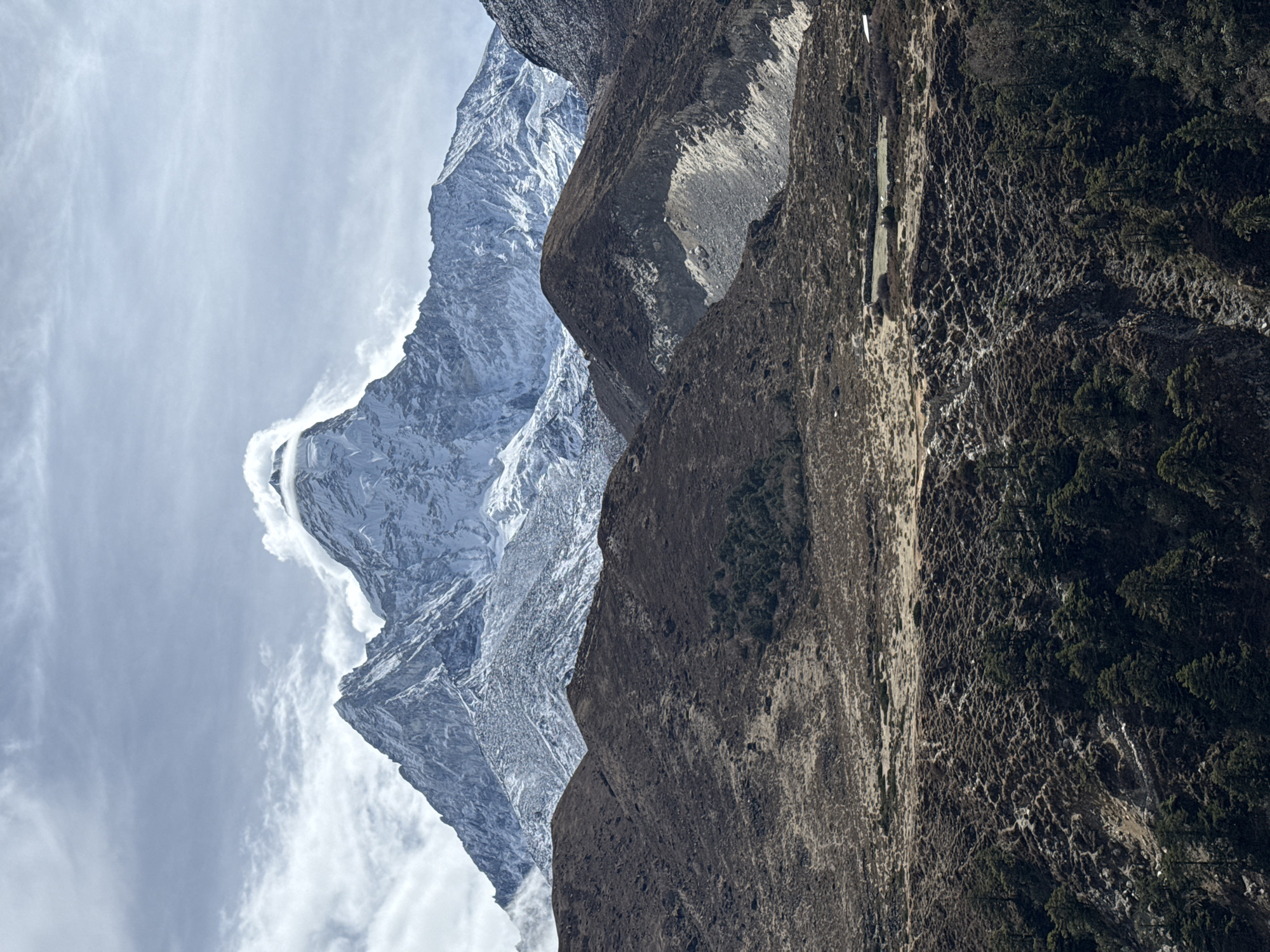 Himalayan peaks documented in early morning at Khumjung, Nepal