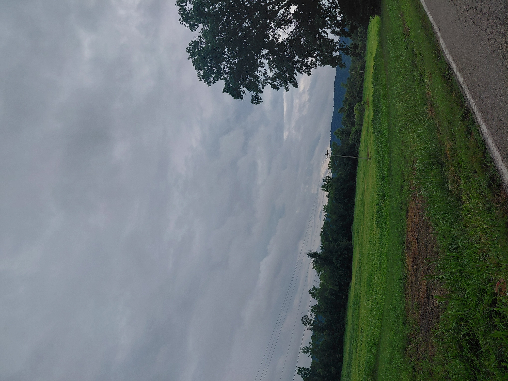 Overcast skies over a green field in rural Bowen, Kentucky
