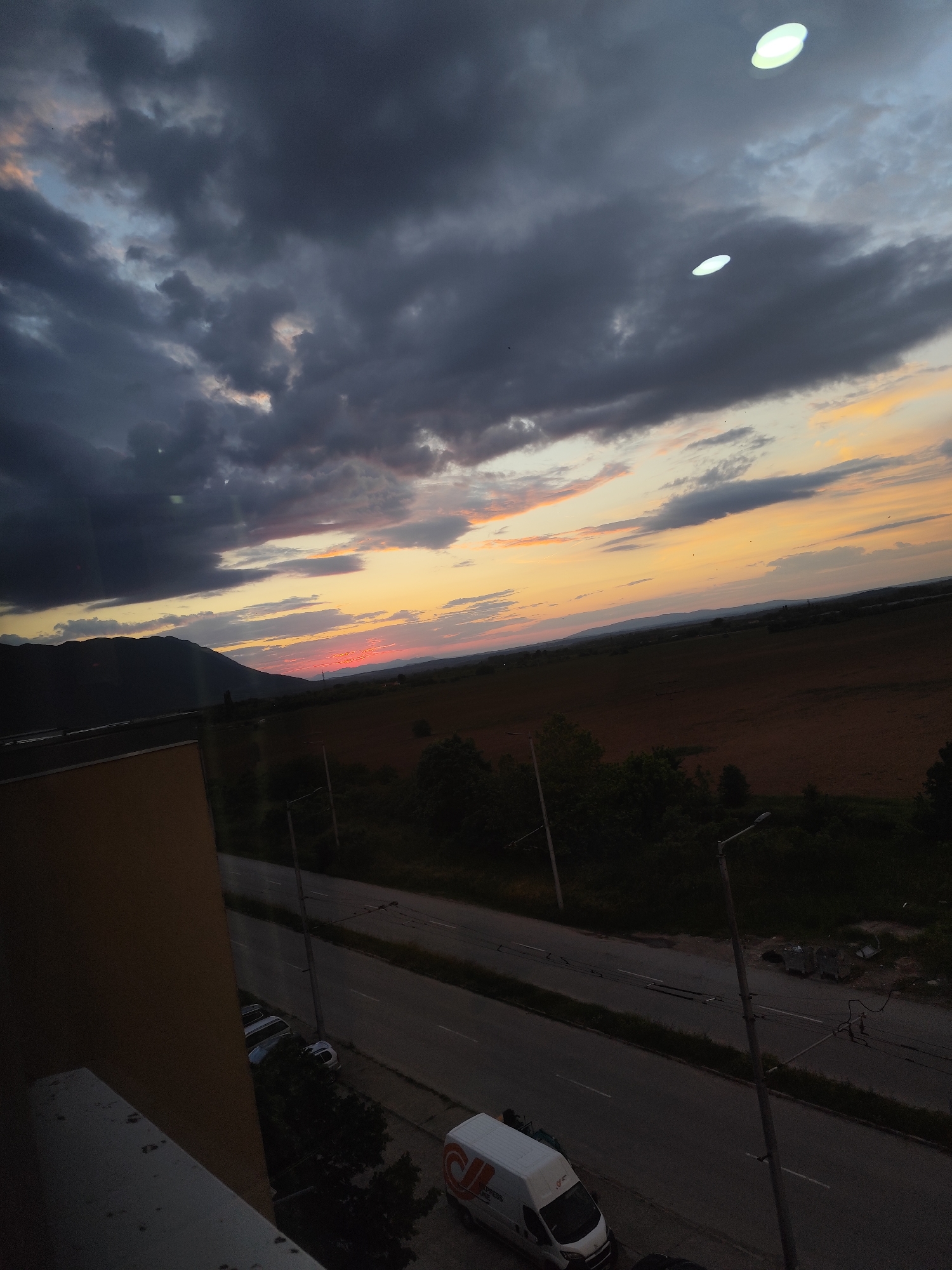Dramatic sunset with storm clouds observed over Vratsa, Bulgaria