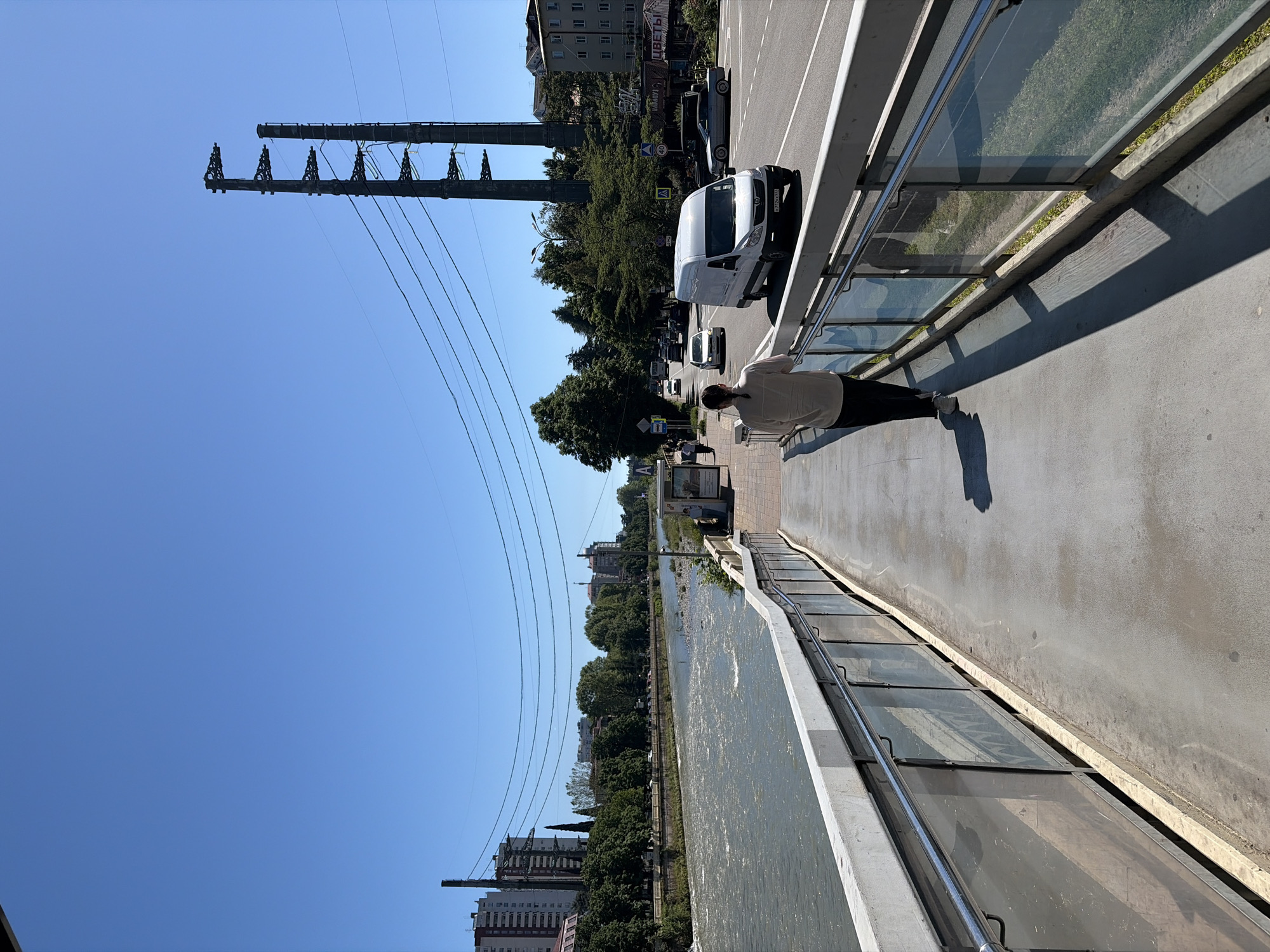 Sunny day street scenes documented across Sochi, Russia