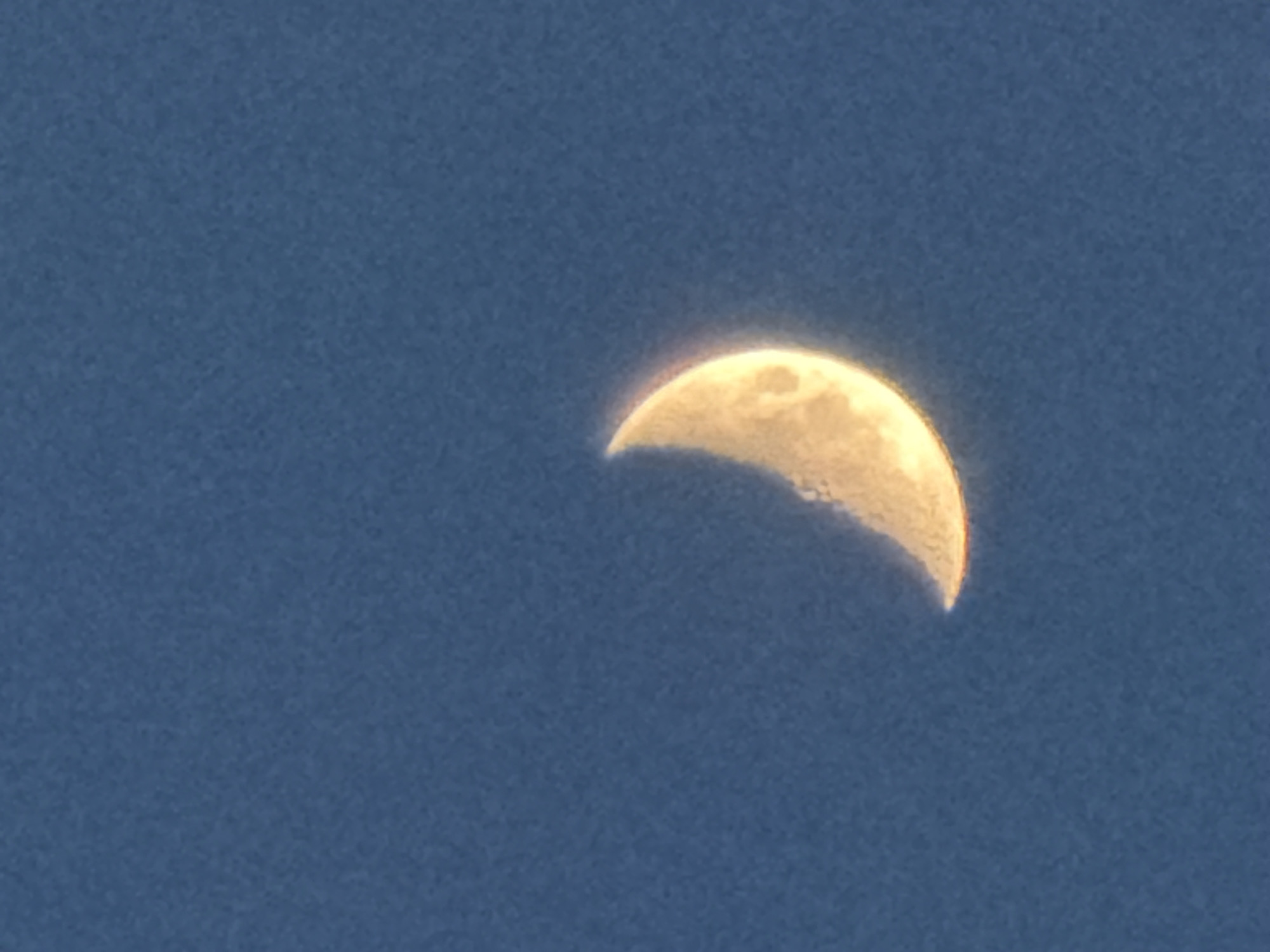Daylight crescent moon photographed over Izhevsk, Russia