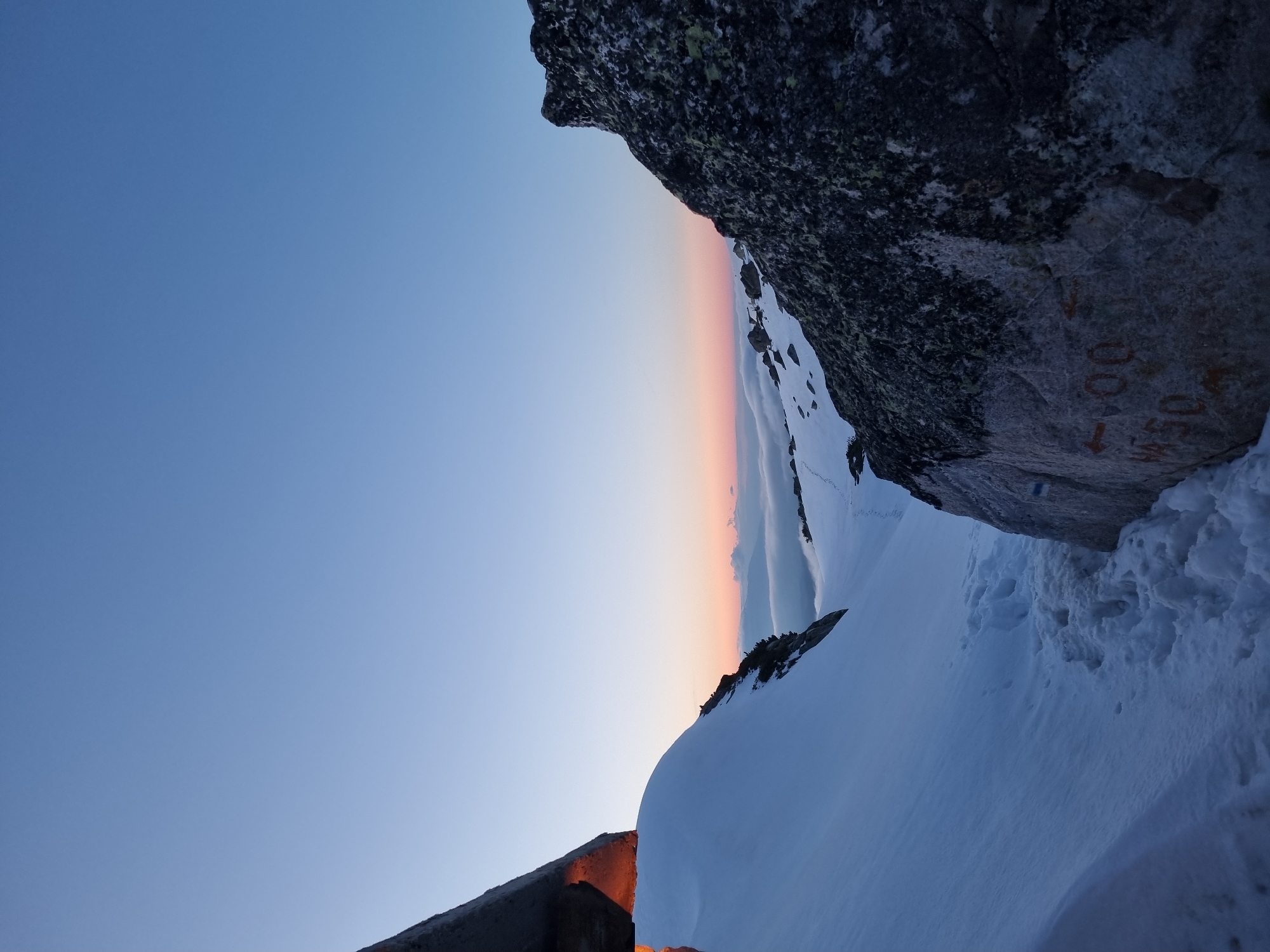 Twilight snow landscape documented in Bulgarian mountains