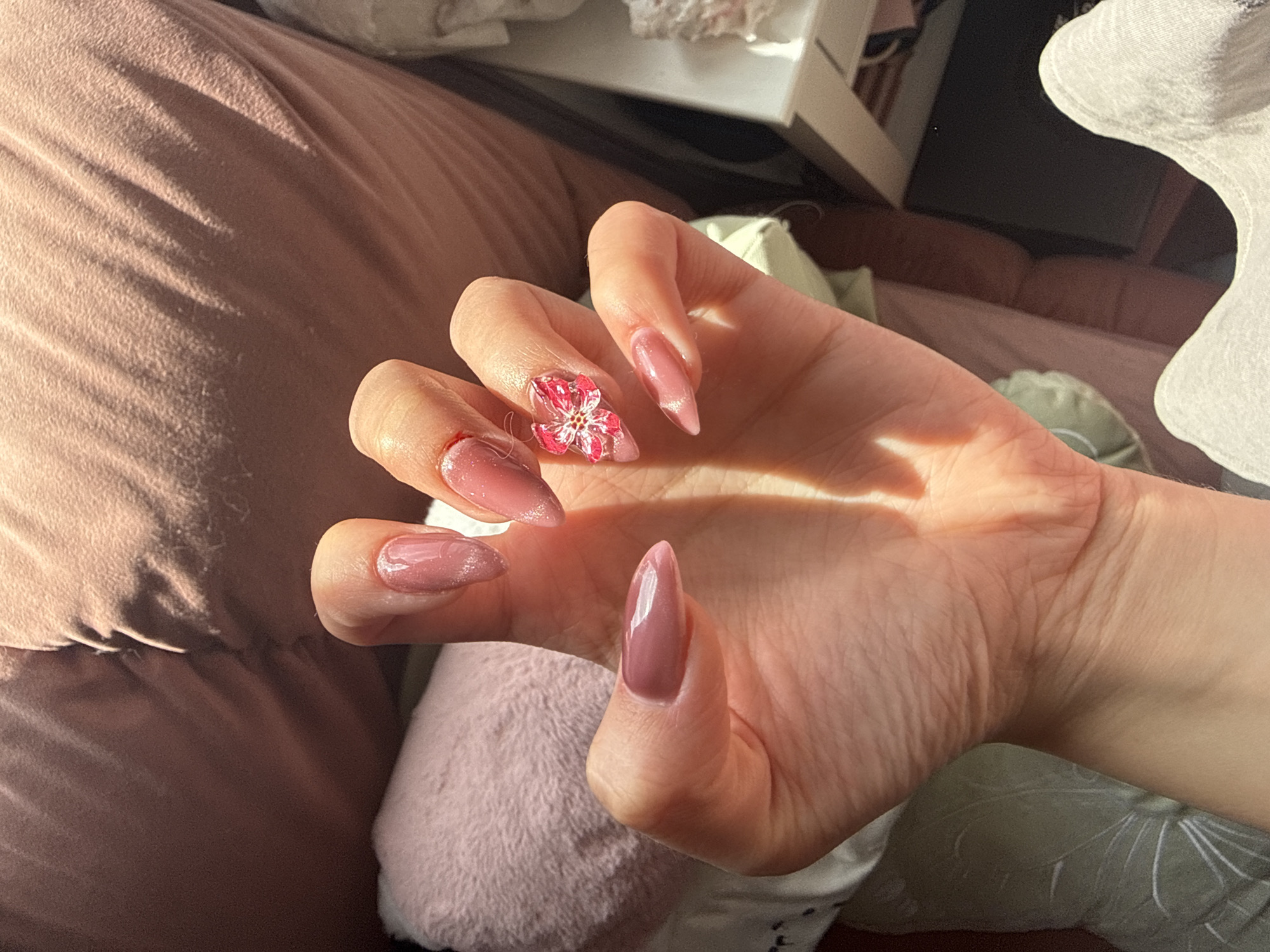 Manicured nails showcased in Kazanlak with glitter polish design