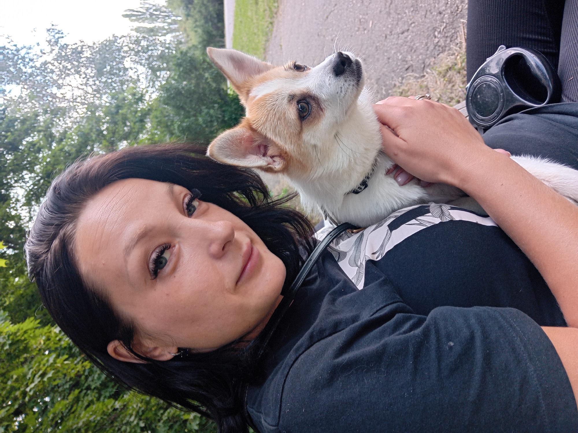 Casual summer park day in Chuhuiv: rollerblades, a dog, and flowers