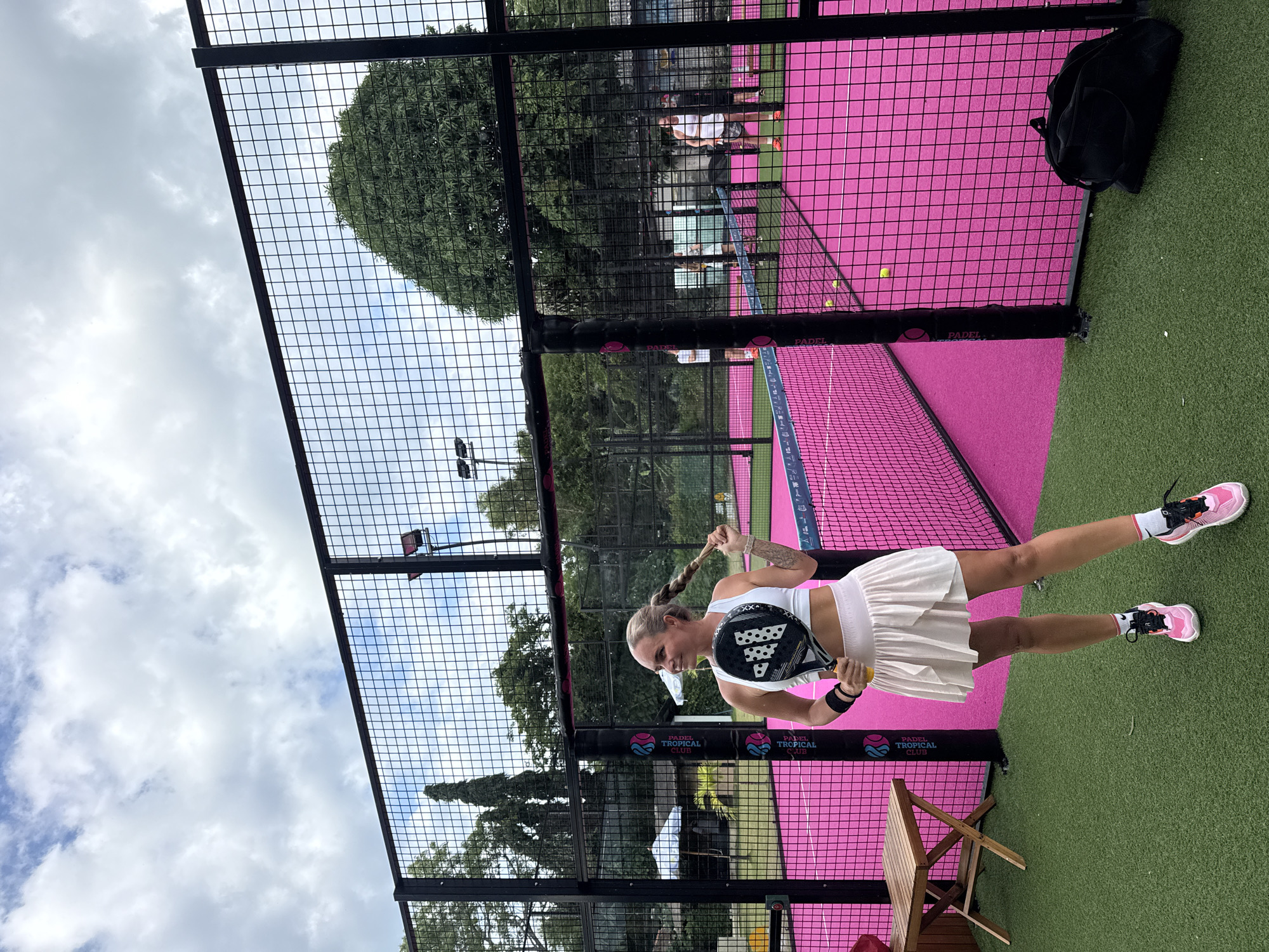 Padel court session on a pink and green court in Ko Samui