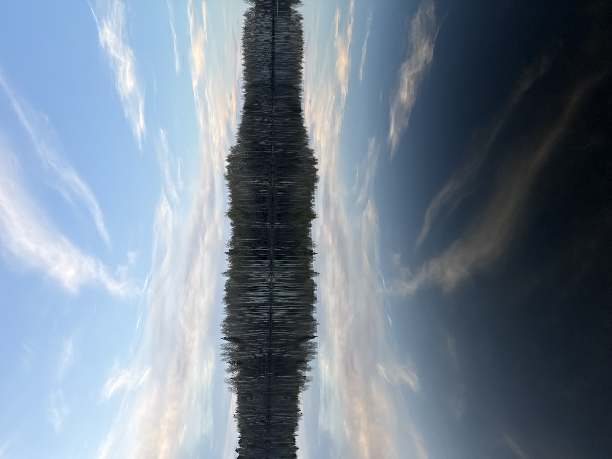 Person observes reflections at water's edge in Chernushka