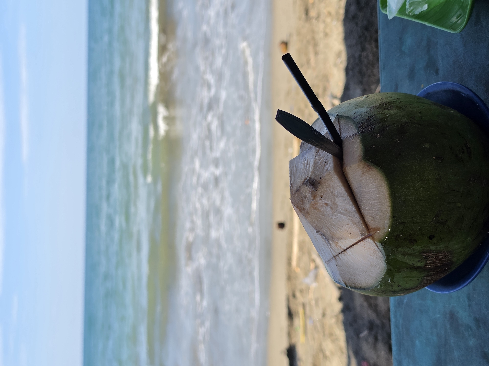 Beach day in Lhokseumawe: coconuts, waves, and a photocard moment