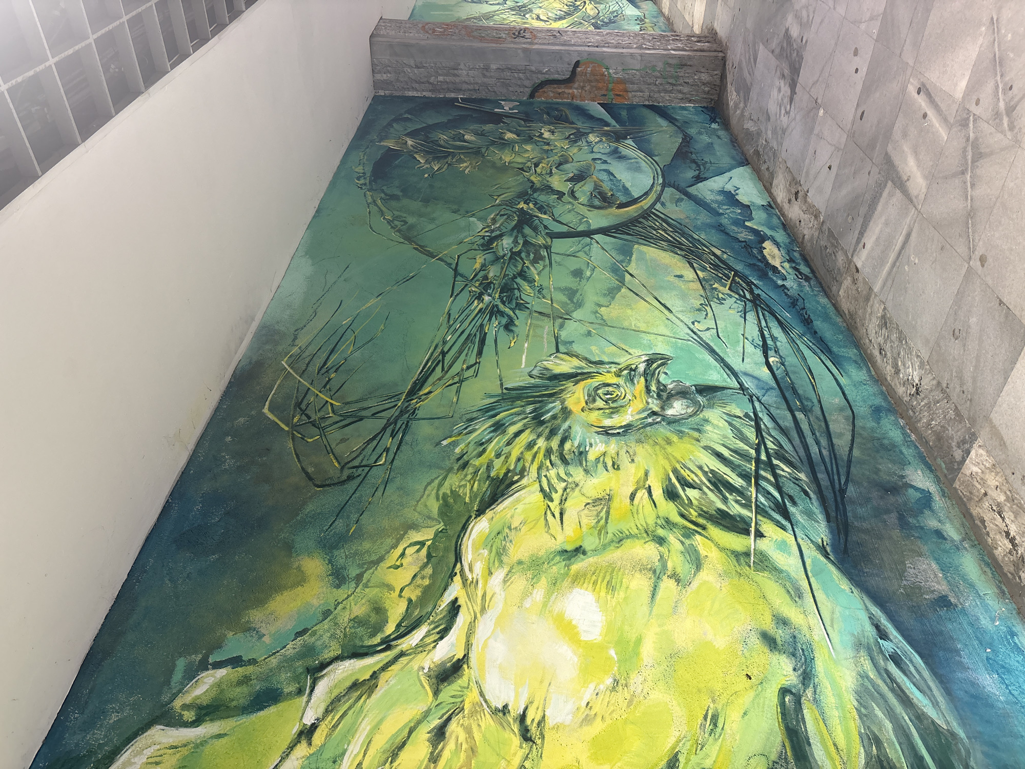 Witnesses document mall artwork and murals in unknown location