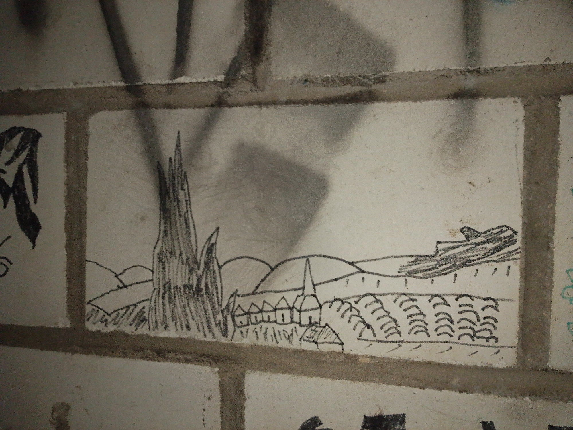 Street art and digital cash graphics in a loose late-night set