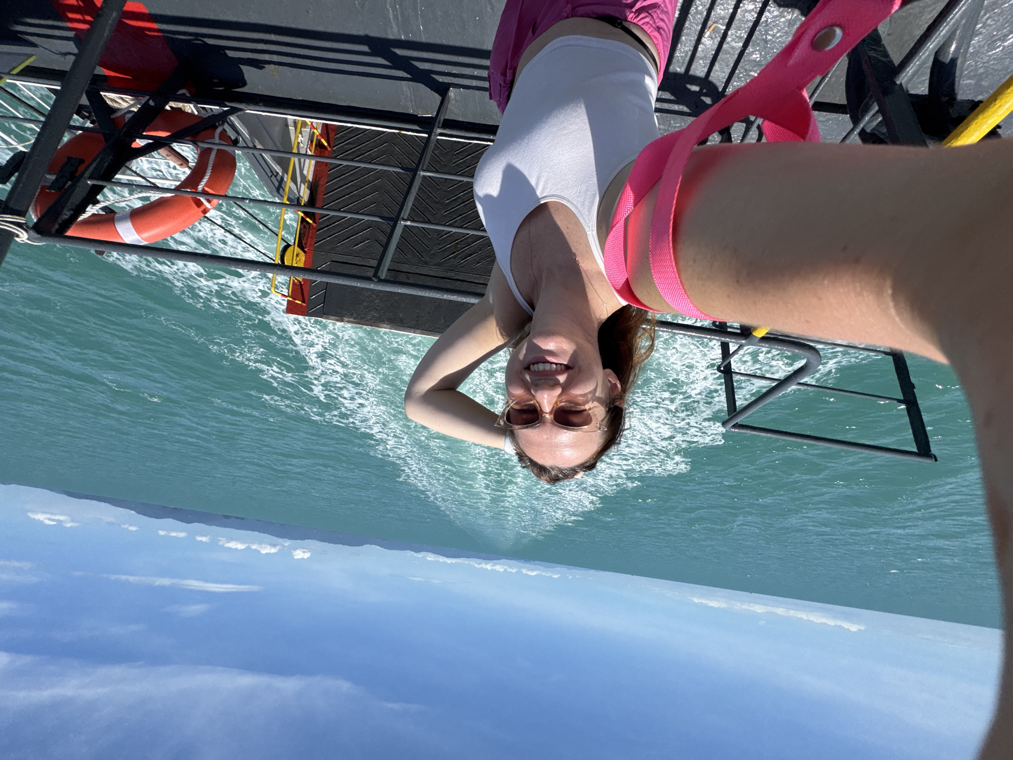 Ferry selfies and turquoise water off the Thai coast