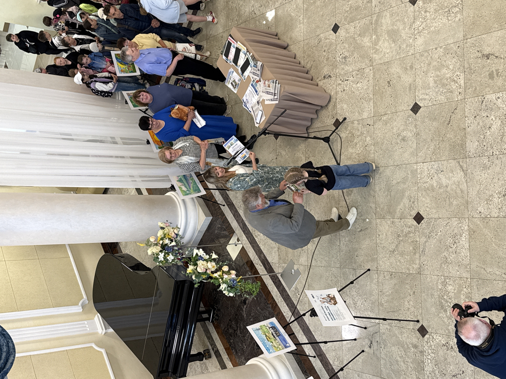 Children's art exhibition held in grand hall, Votkinsk, Russia