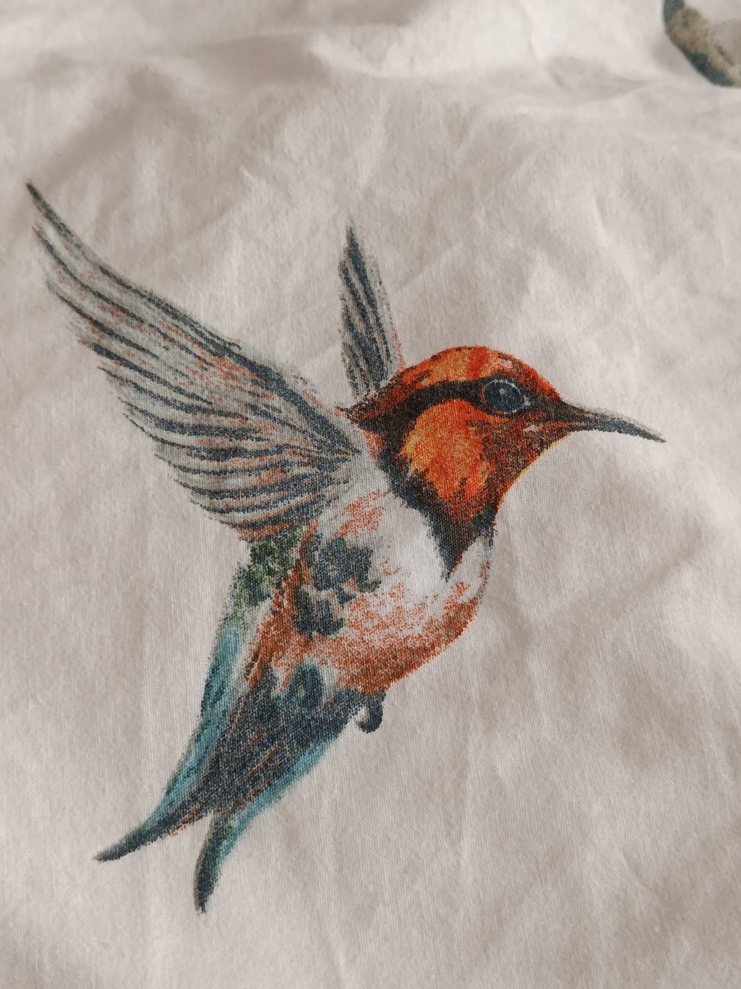 Hummingbird illustrations on fabric, multiple colorways, Svietlahorsk