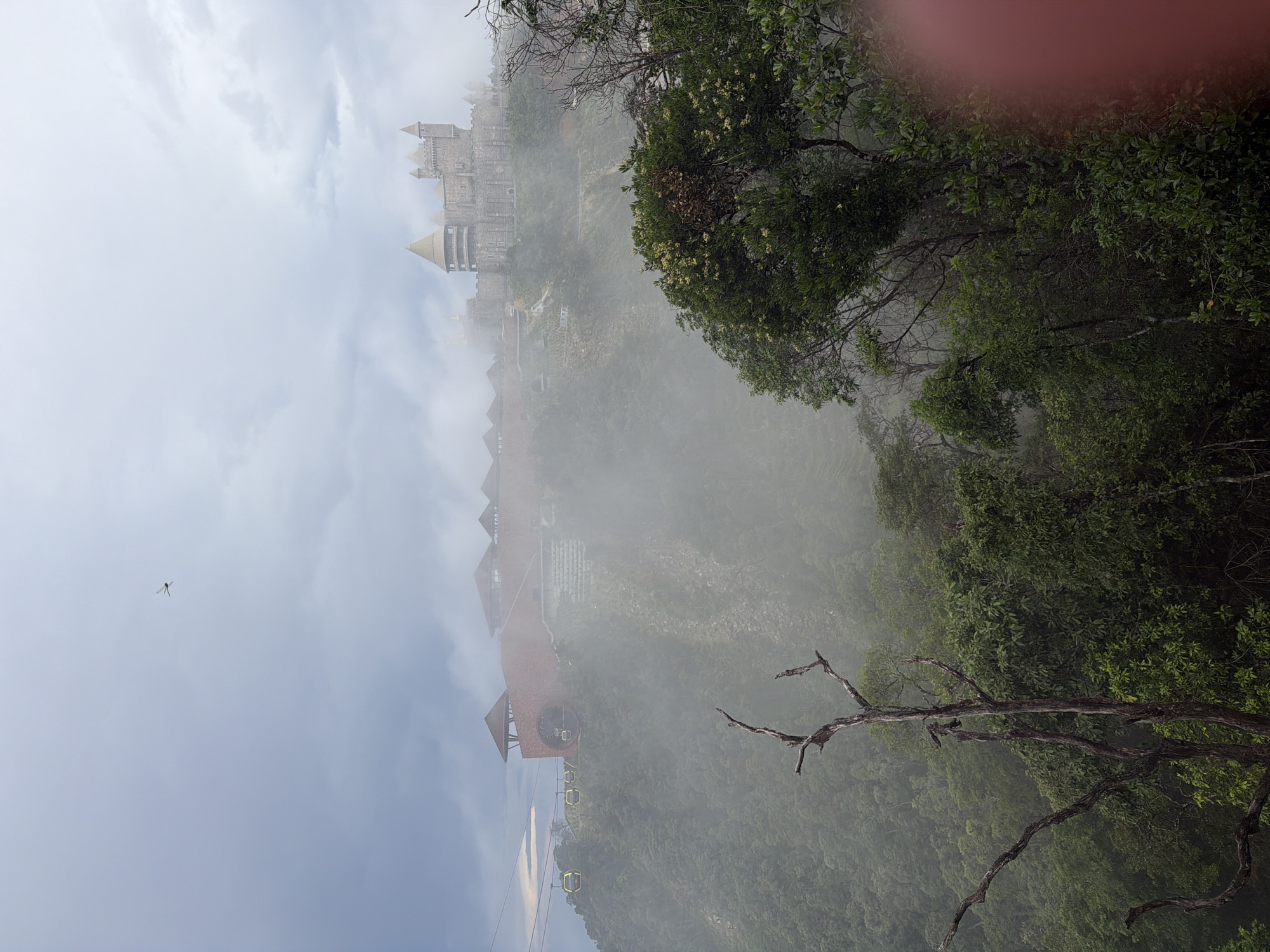 Foggy castle view documented at Ba Na Hills, Vietnam