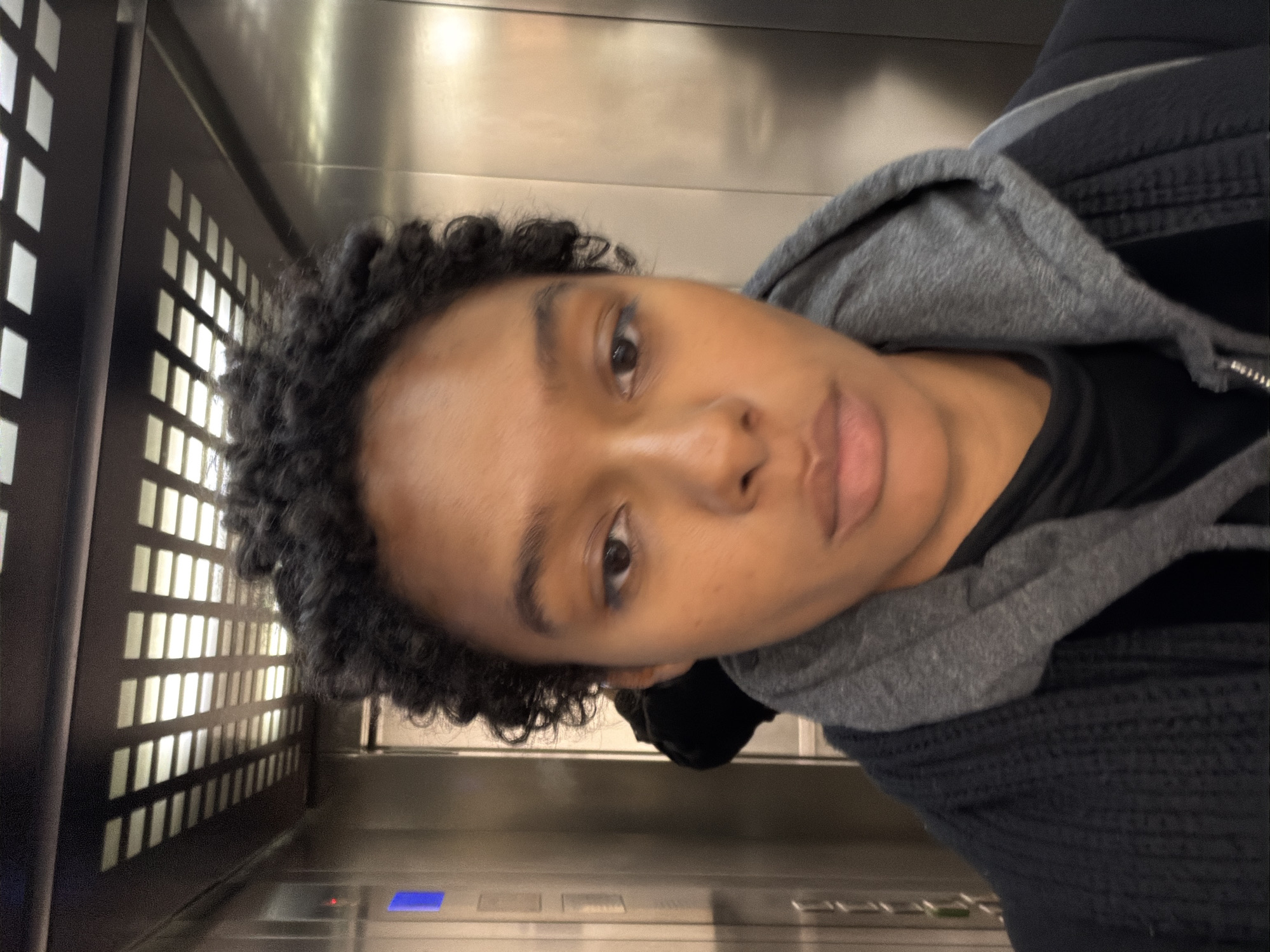Woman takes elevator selfie in Pantin, France