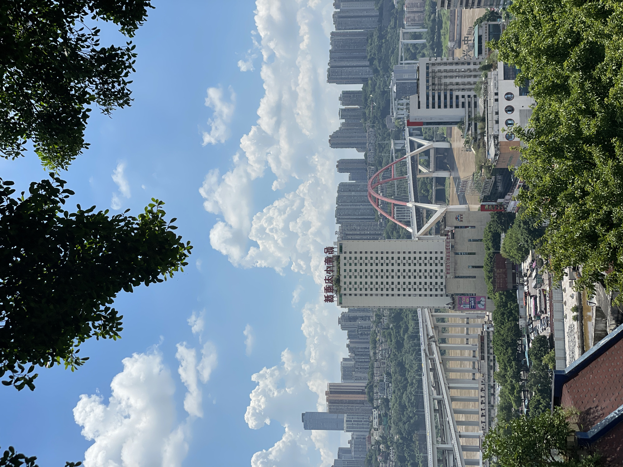 Yuzhong District streets buzzing with buses, taxis, and traffic