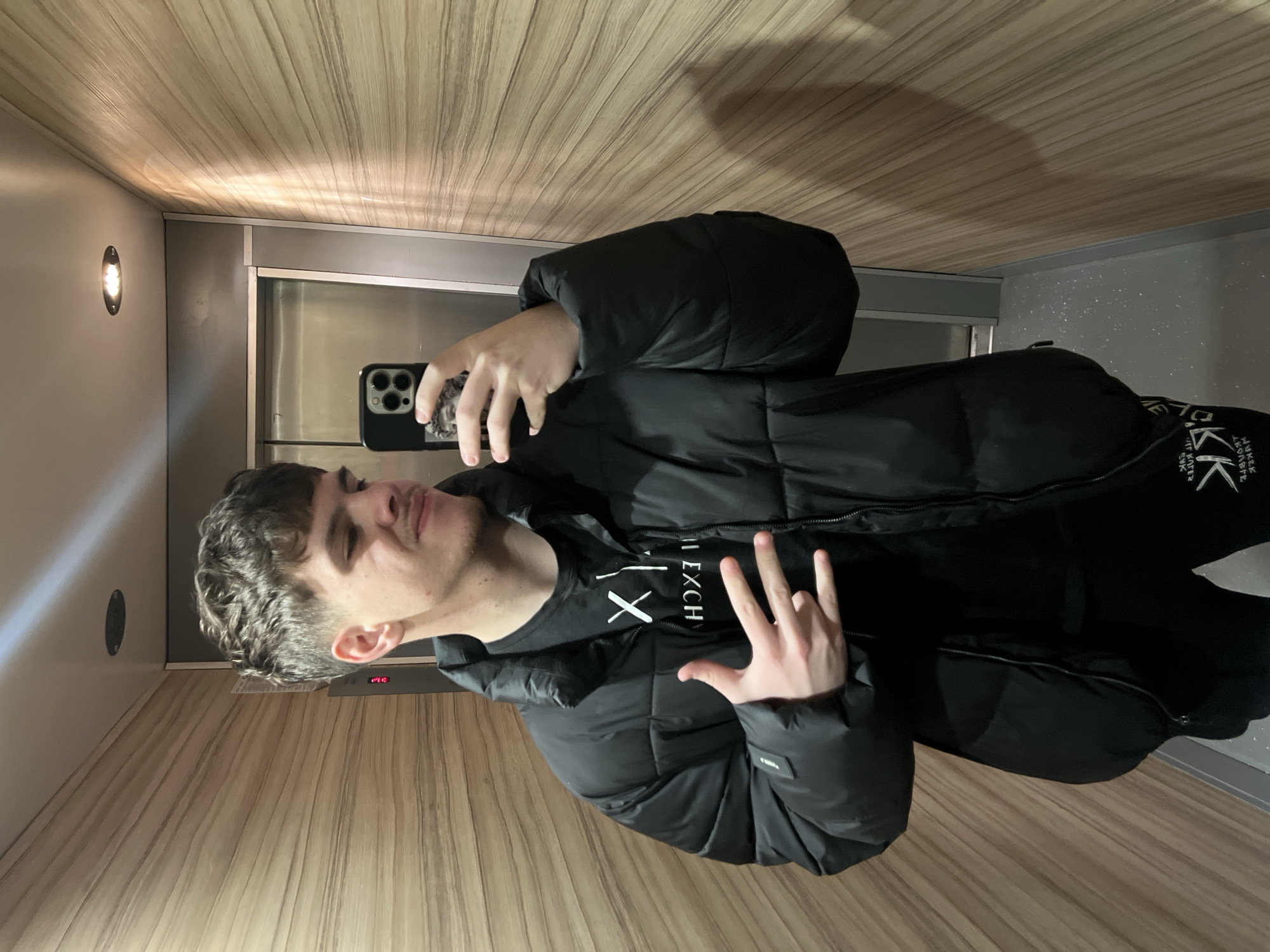 Young man takes elevator selfie in Sofia