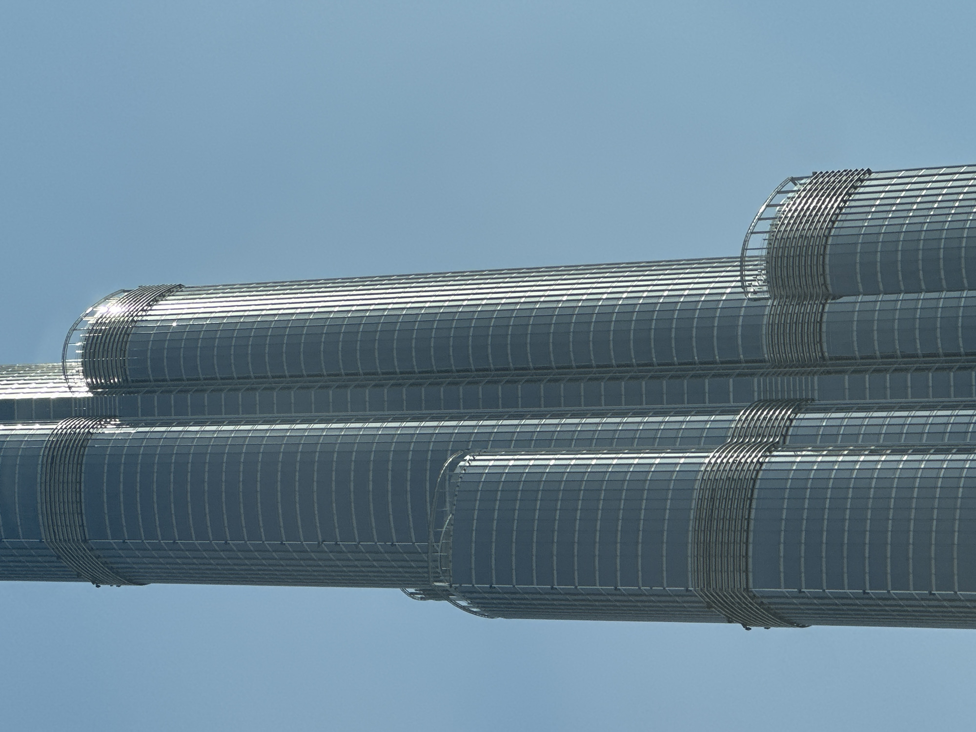Looking up at the Burj Khalifa and Dubai's skyline