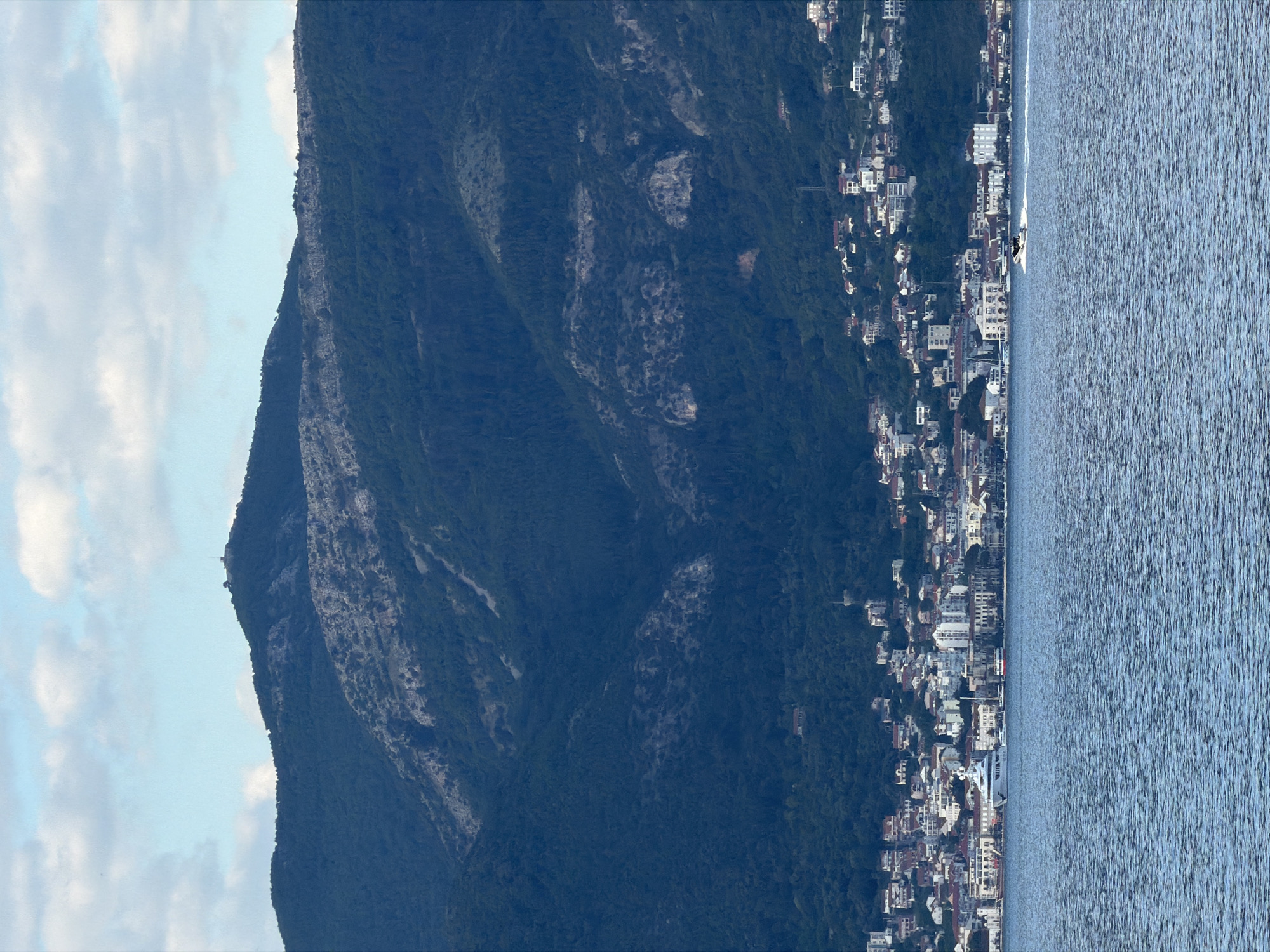 Bay of Kotor mountainous coastline observed from Tivat, Montenegro