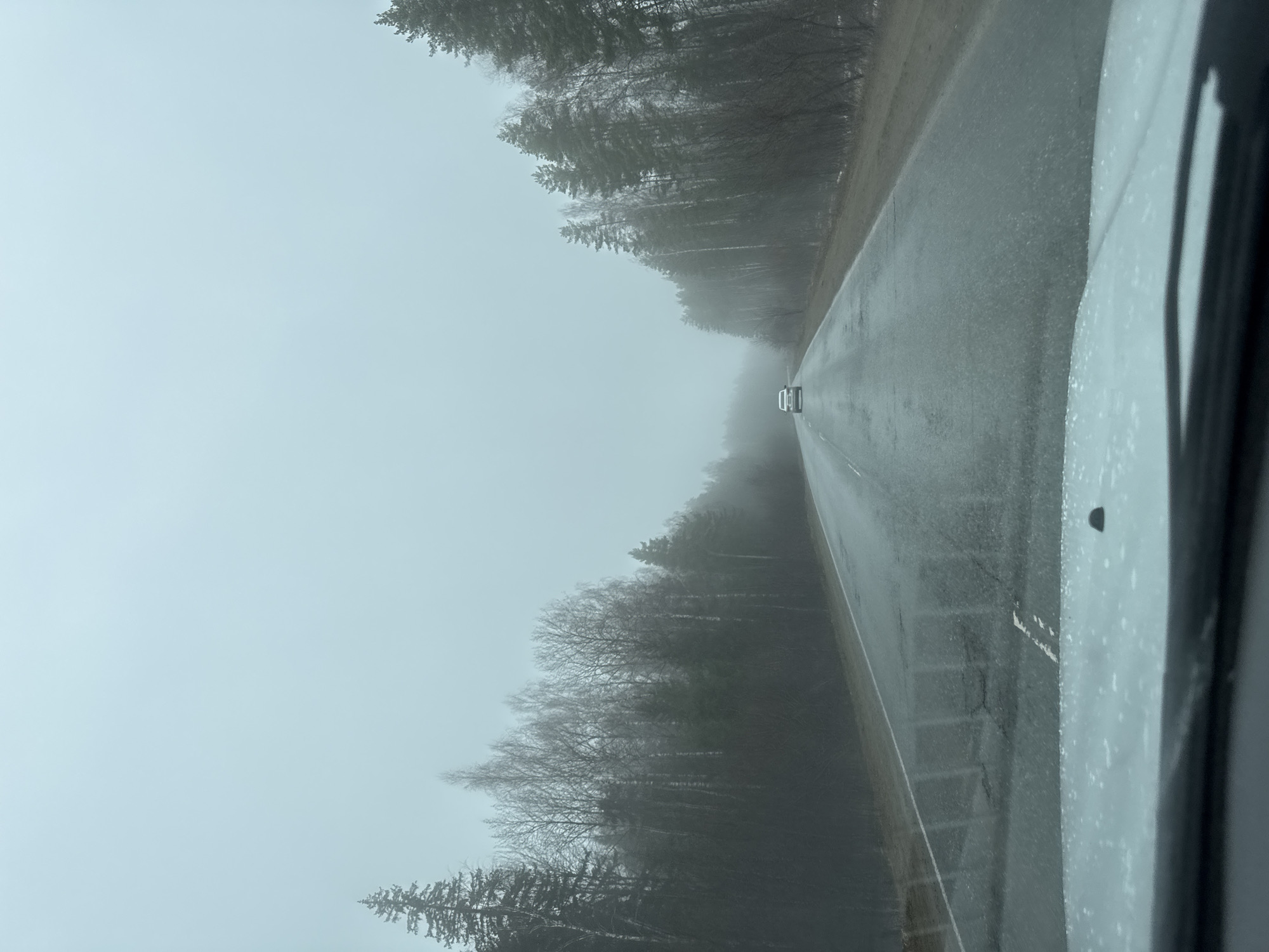 Foggy morning road conditions observed in Novyi, Russia