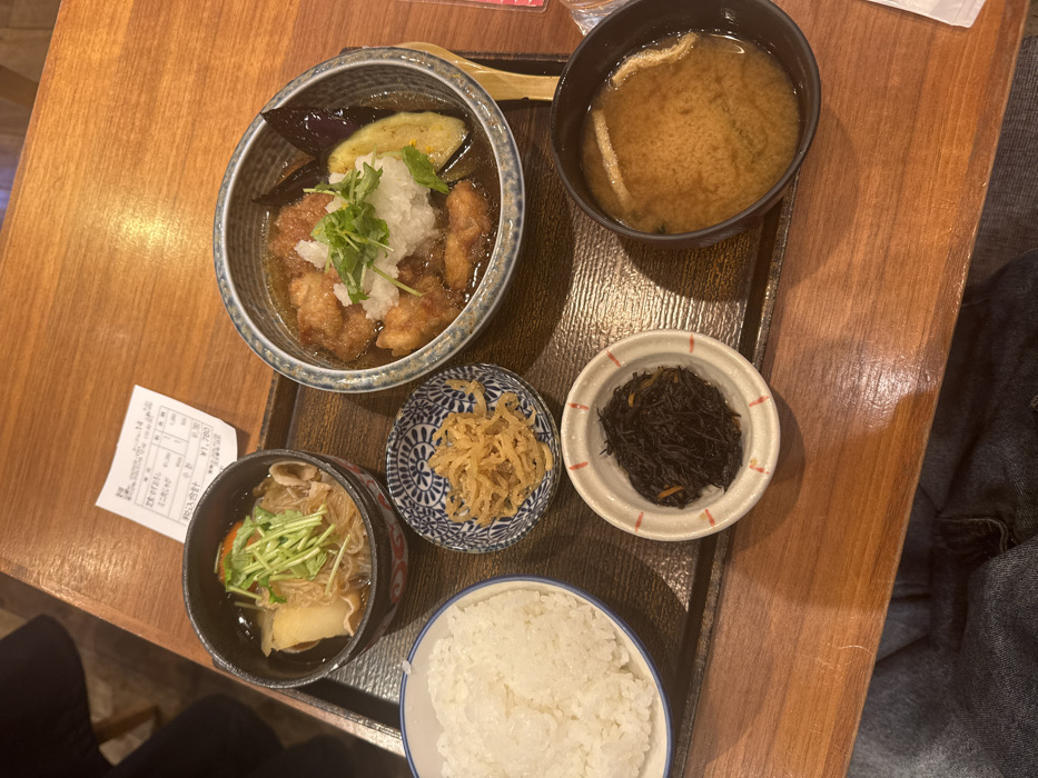Traditional Japanese meal documented in Shibuya early morning