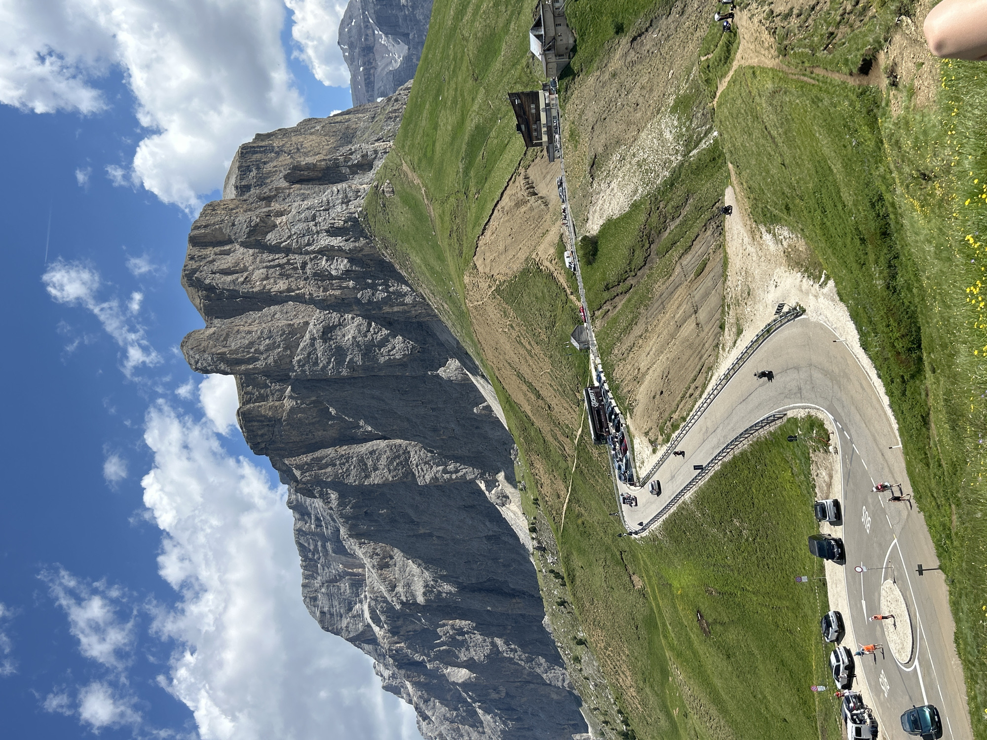 Morning exploring the Dolomites — meadows, roads, and mountain views