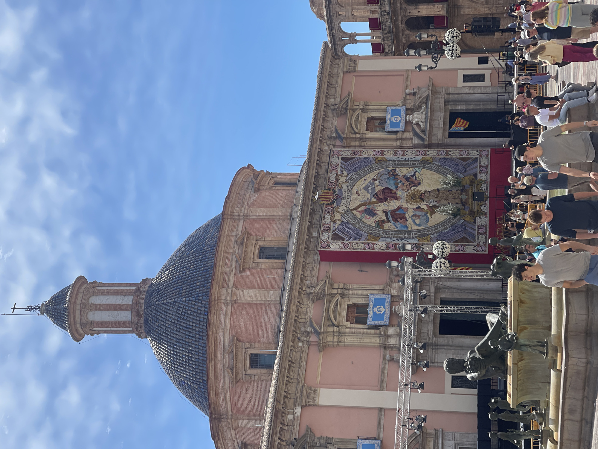 Valencia's Plaza de la Virgen captured under cloudy skies