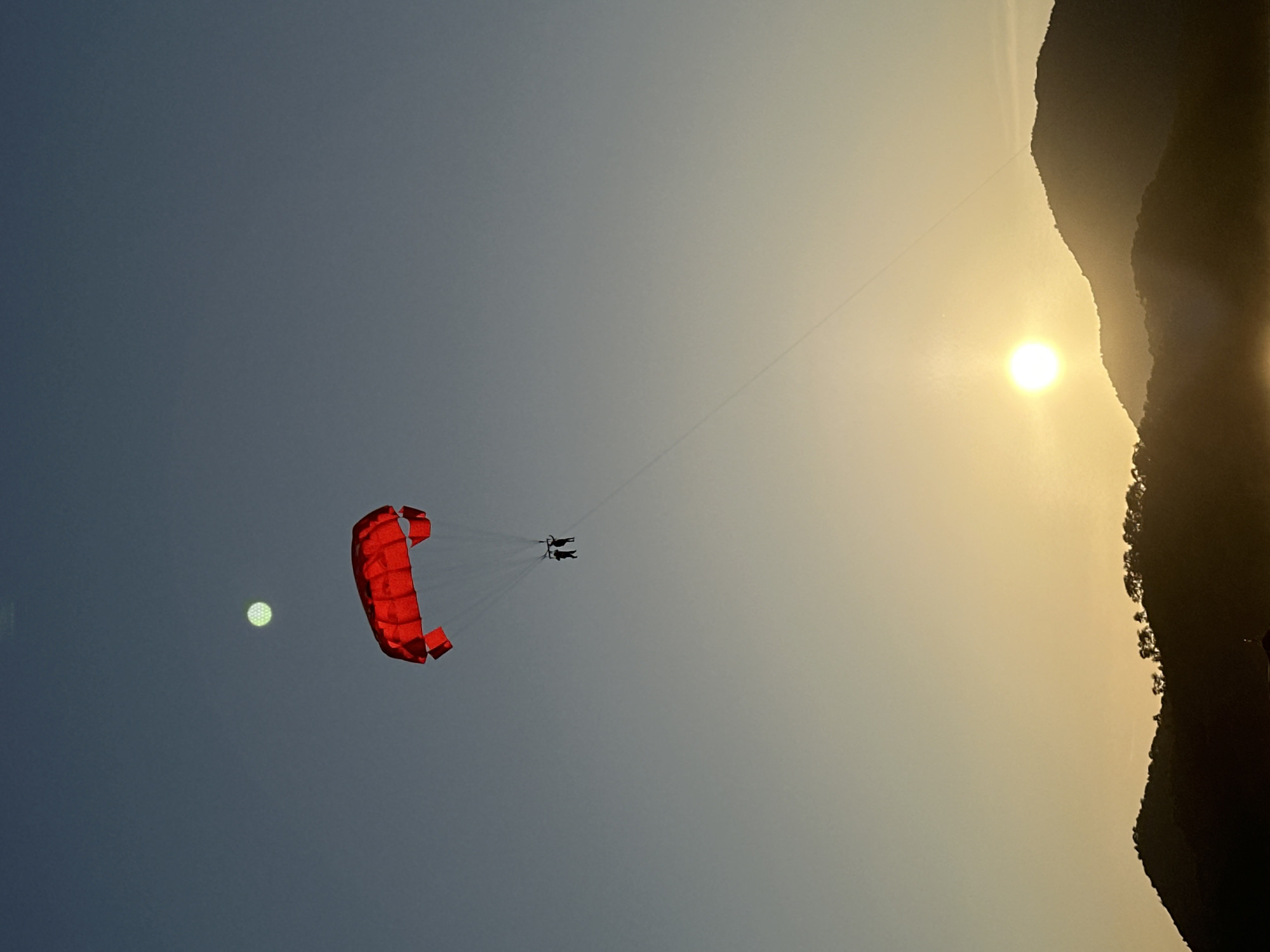 Parasailing and paragliding activities observed over Fethiye Turkey coastline