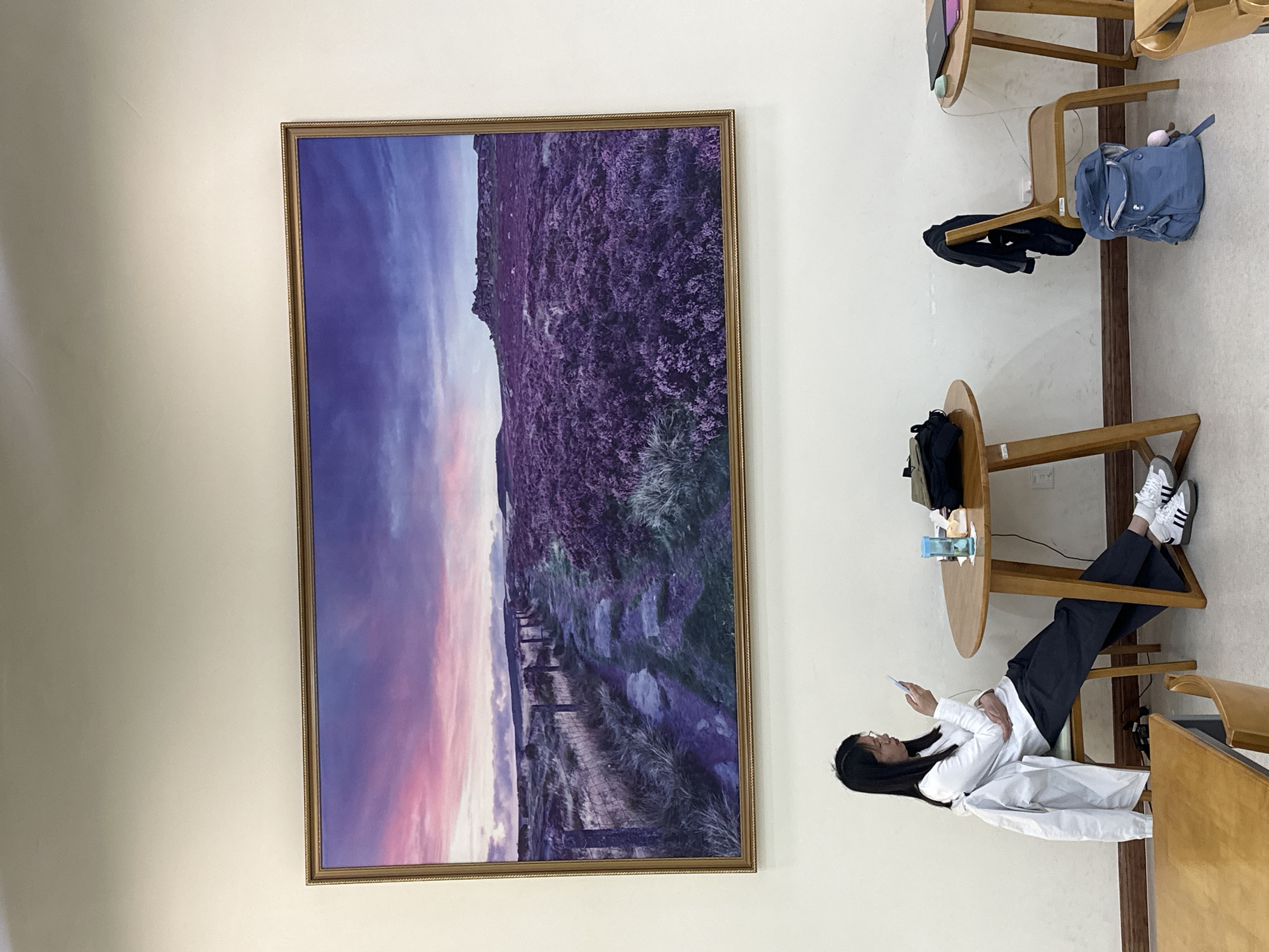 Person views artwork in Chongqing High-tech Zone indoor space