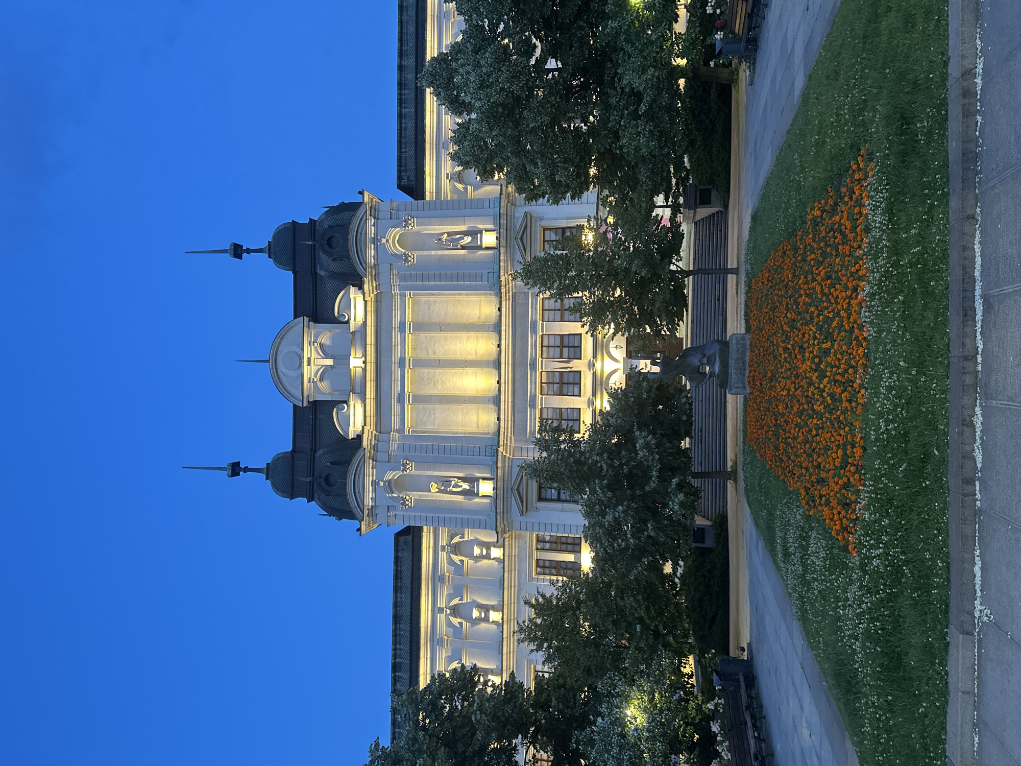 Evening scenes captured around illuminated Sofia landmarks and dining