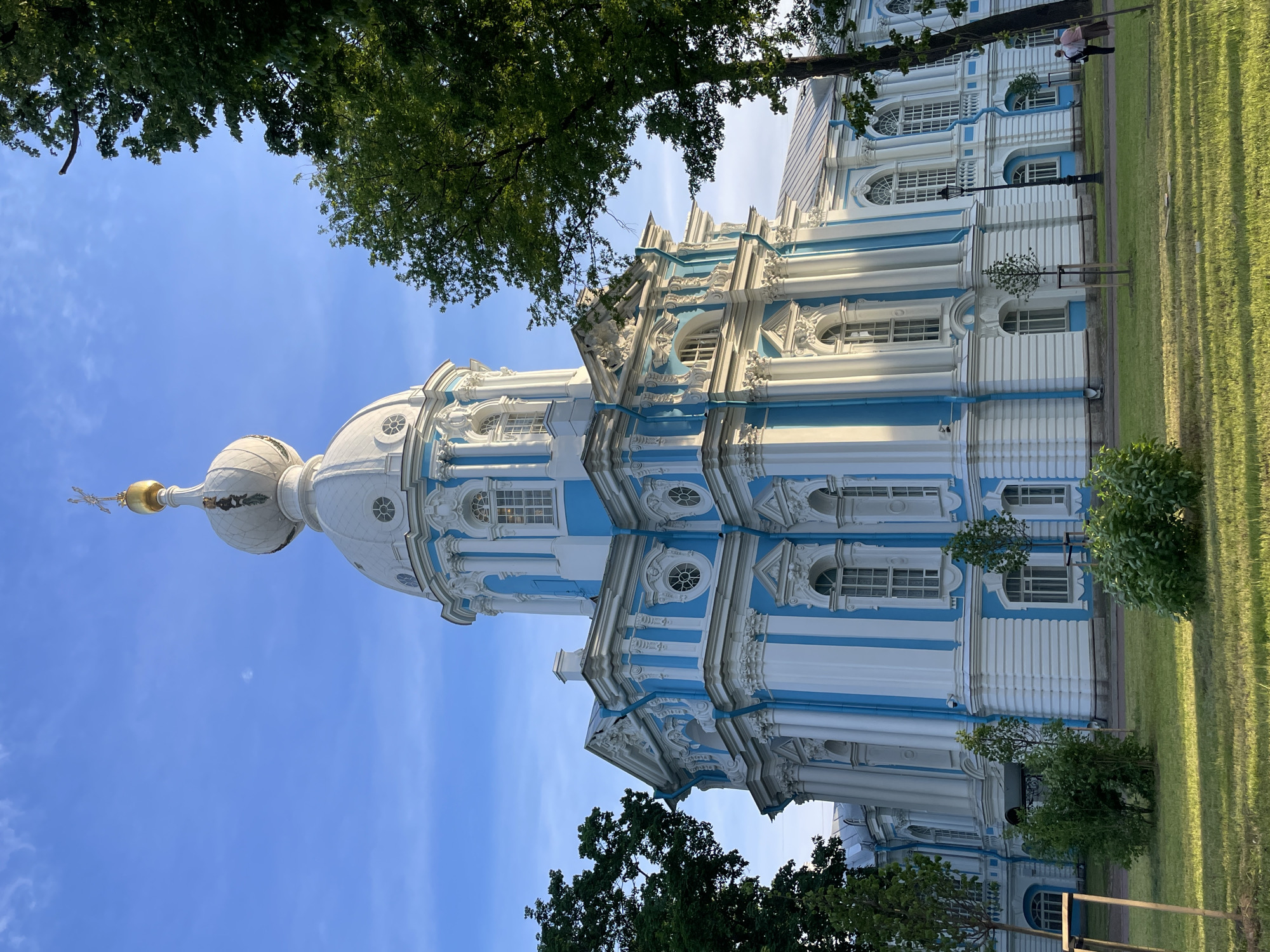 Smolny Cathedral documented under clear skies in Saint Petersburg