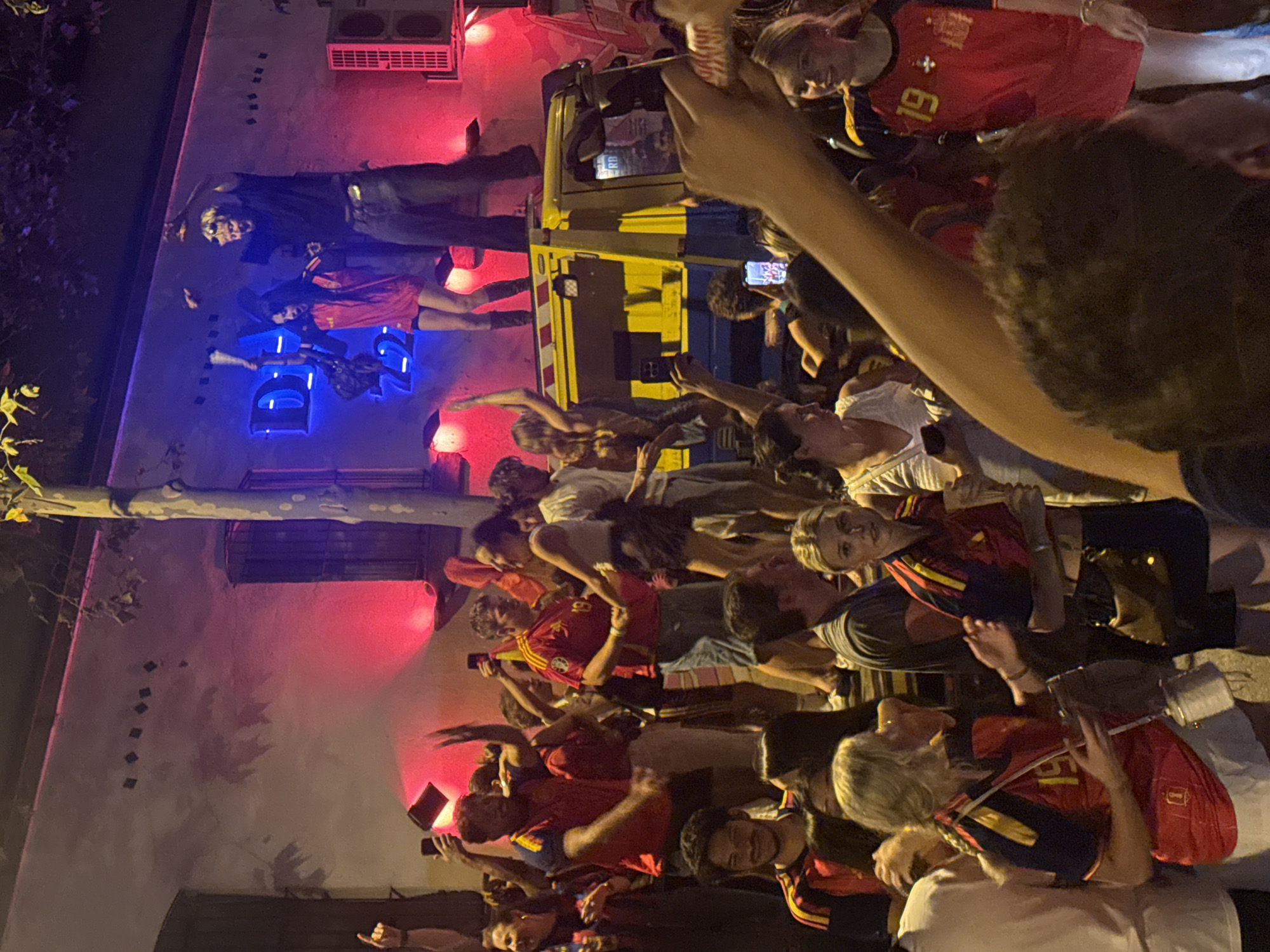 Barcelona streets fill with Spanish flags during late-night celebration