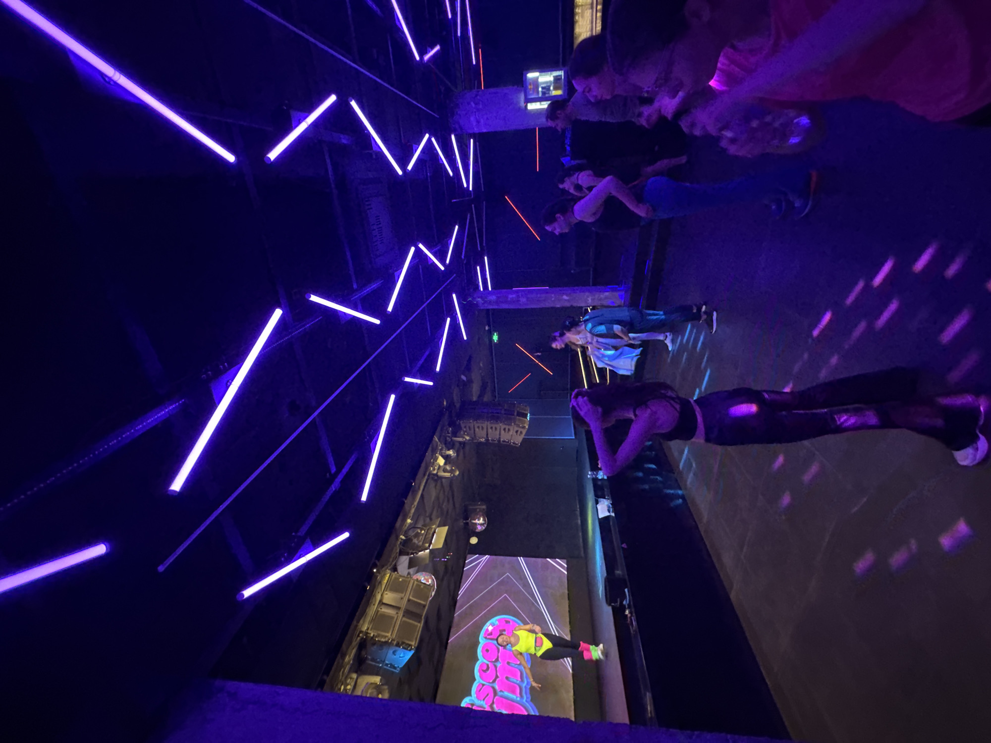 Neon-lit disco venue operates in Sofia, Bulgaria Friday evening