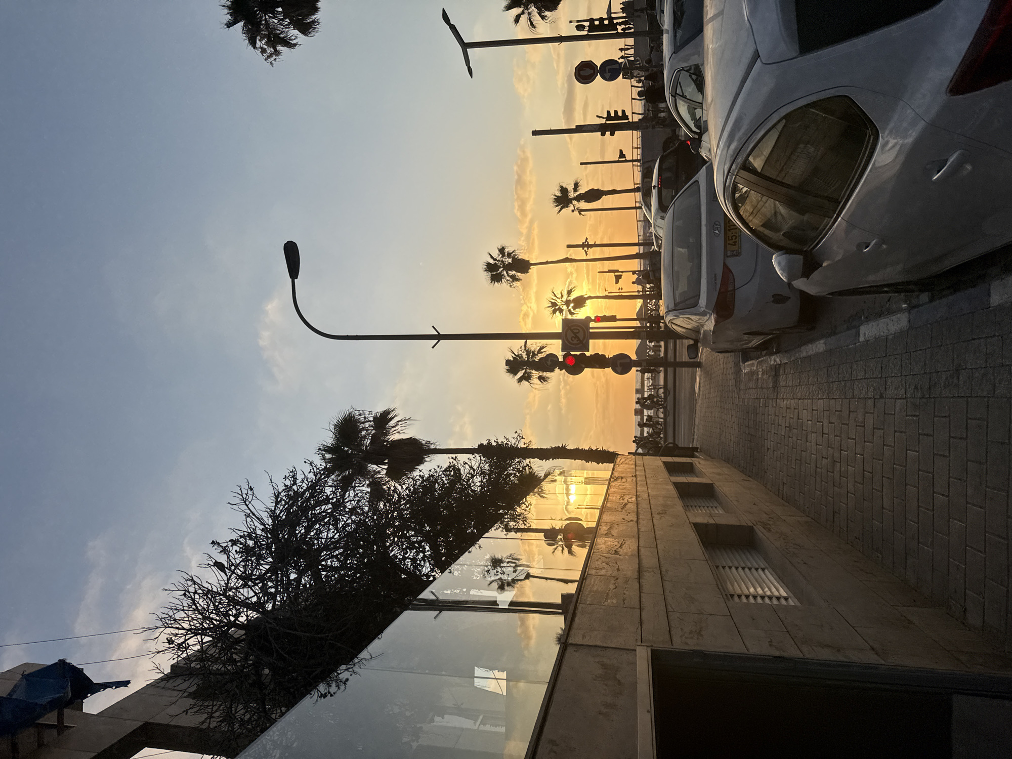 Sunset on the Tel Aviv beachfront promenade