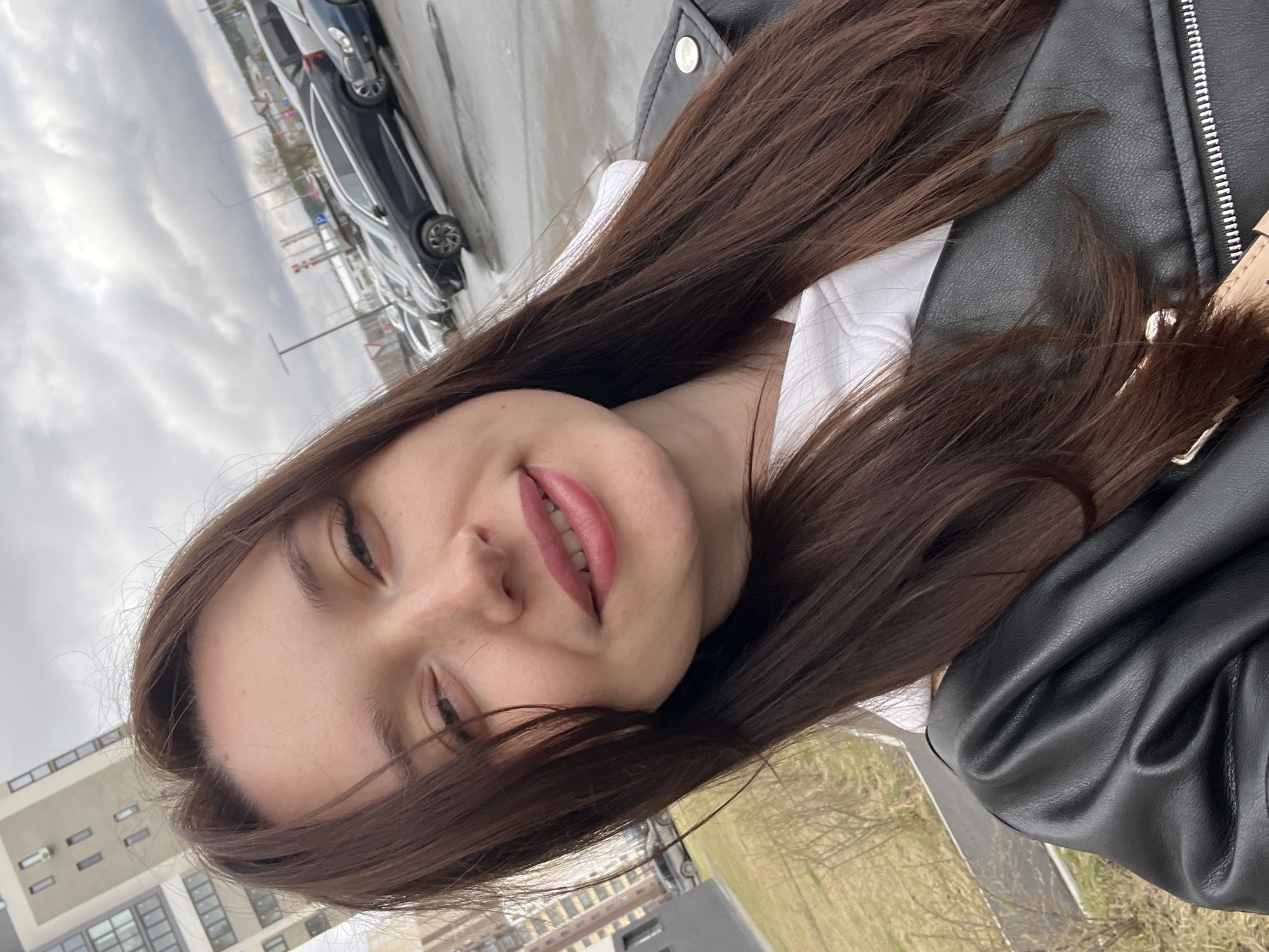 Woman takes selfie in Tyumen, Russia