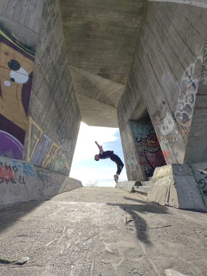 Concrete overpass documented from below in Varna, Bulgaria