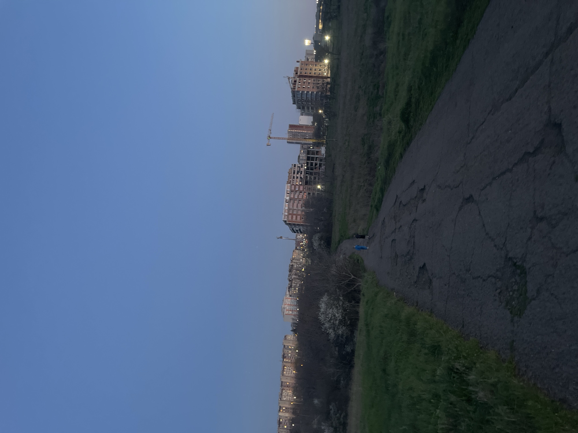 Evening walkway scene captured in Burgas, Bulgaria at dusk