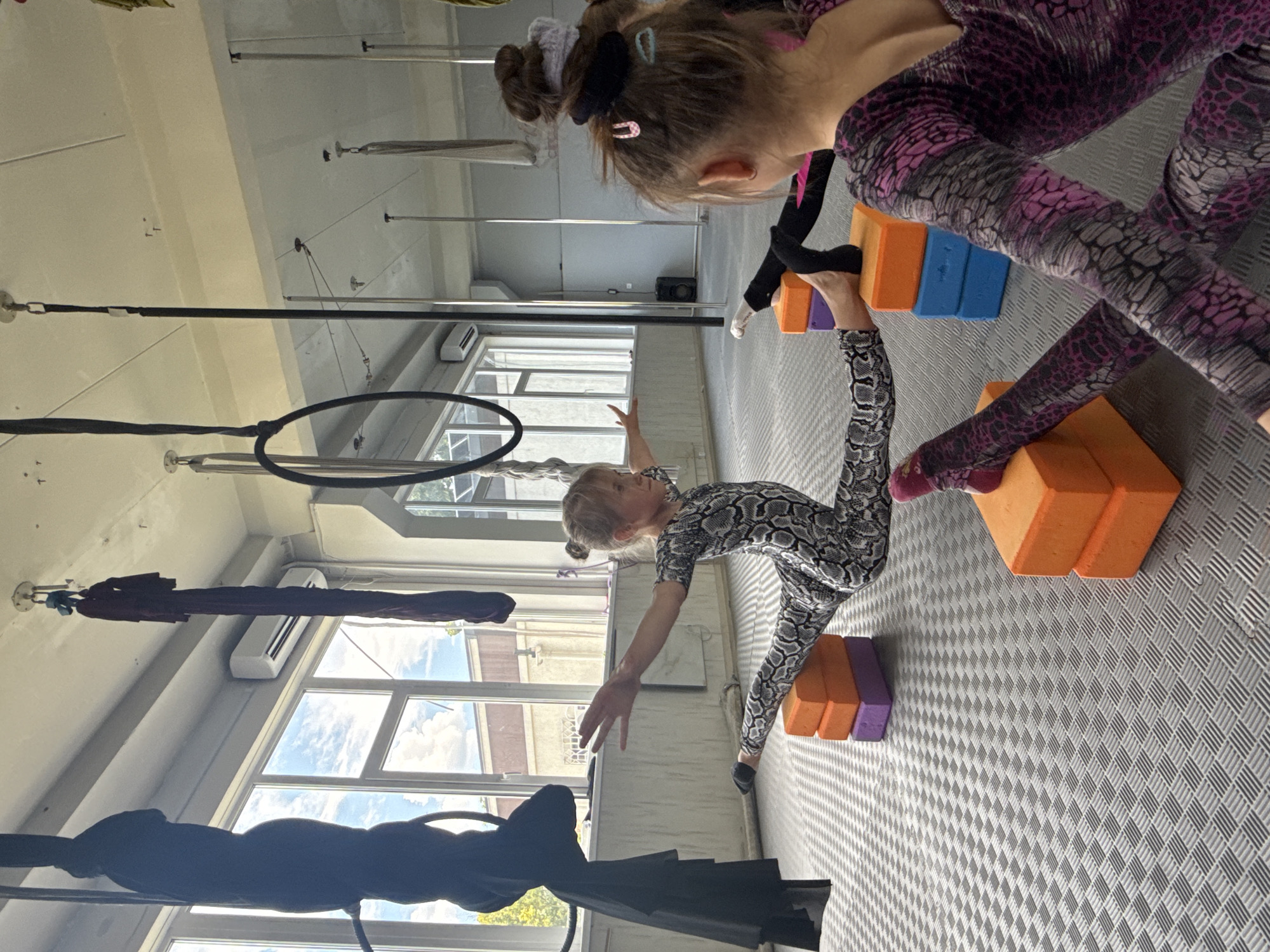 Acrobatics training session at a Dnipro gymnastics studio