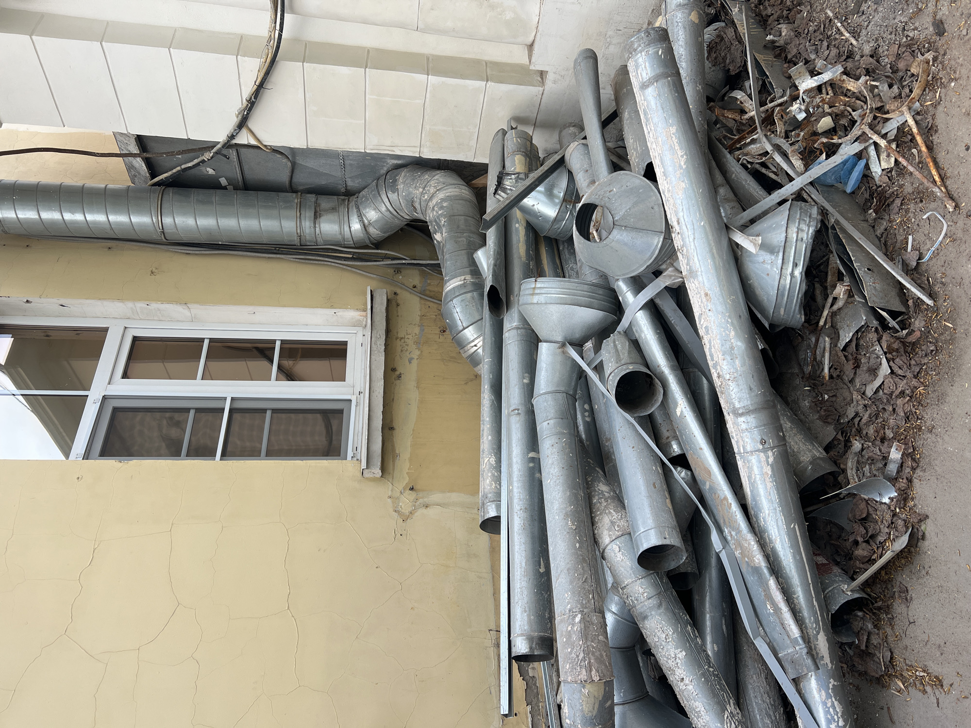 Construction materials documented in Moscow courtyard area