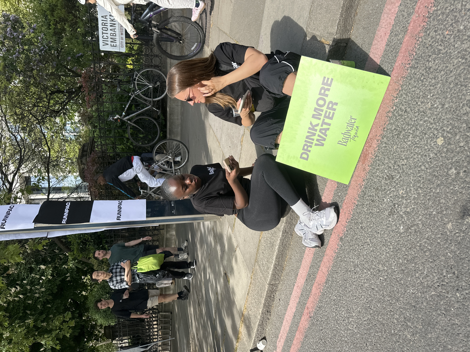 Small crowd gathers on London's Victoria Embankment with water advocacy