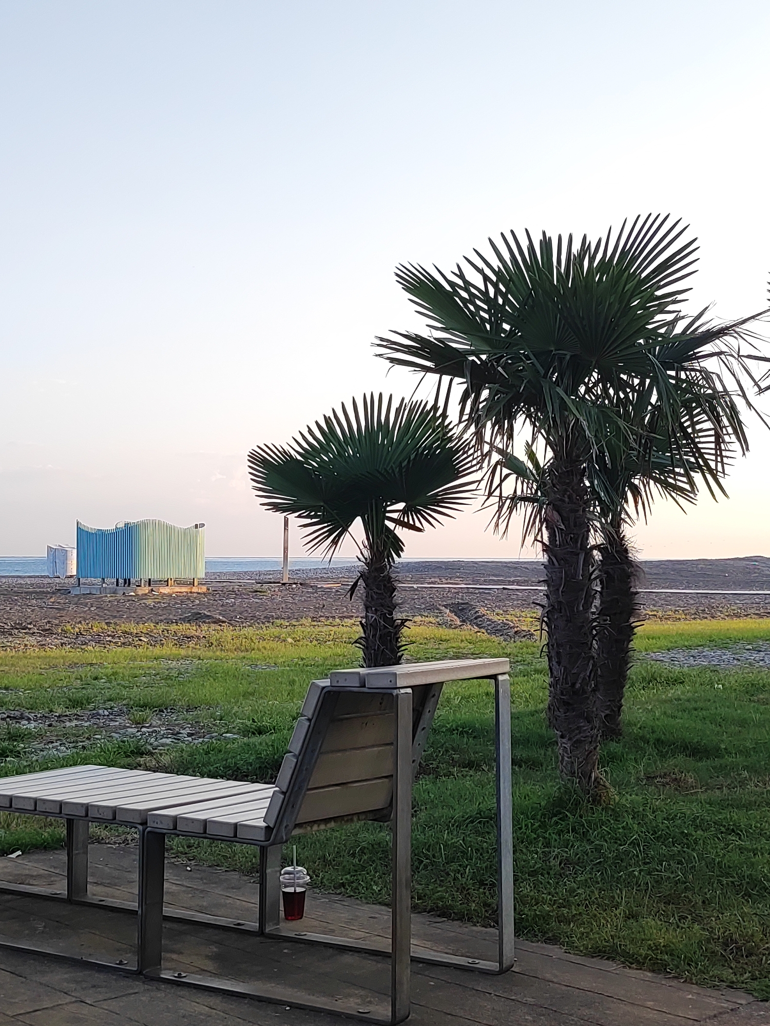 Batumi's Black Sea boulevard and beachfront on a summer morning