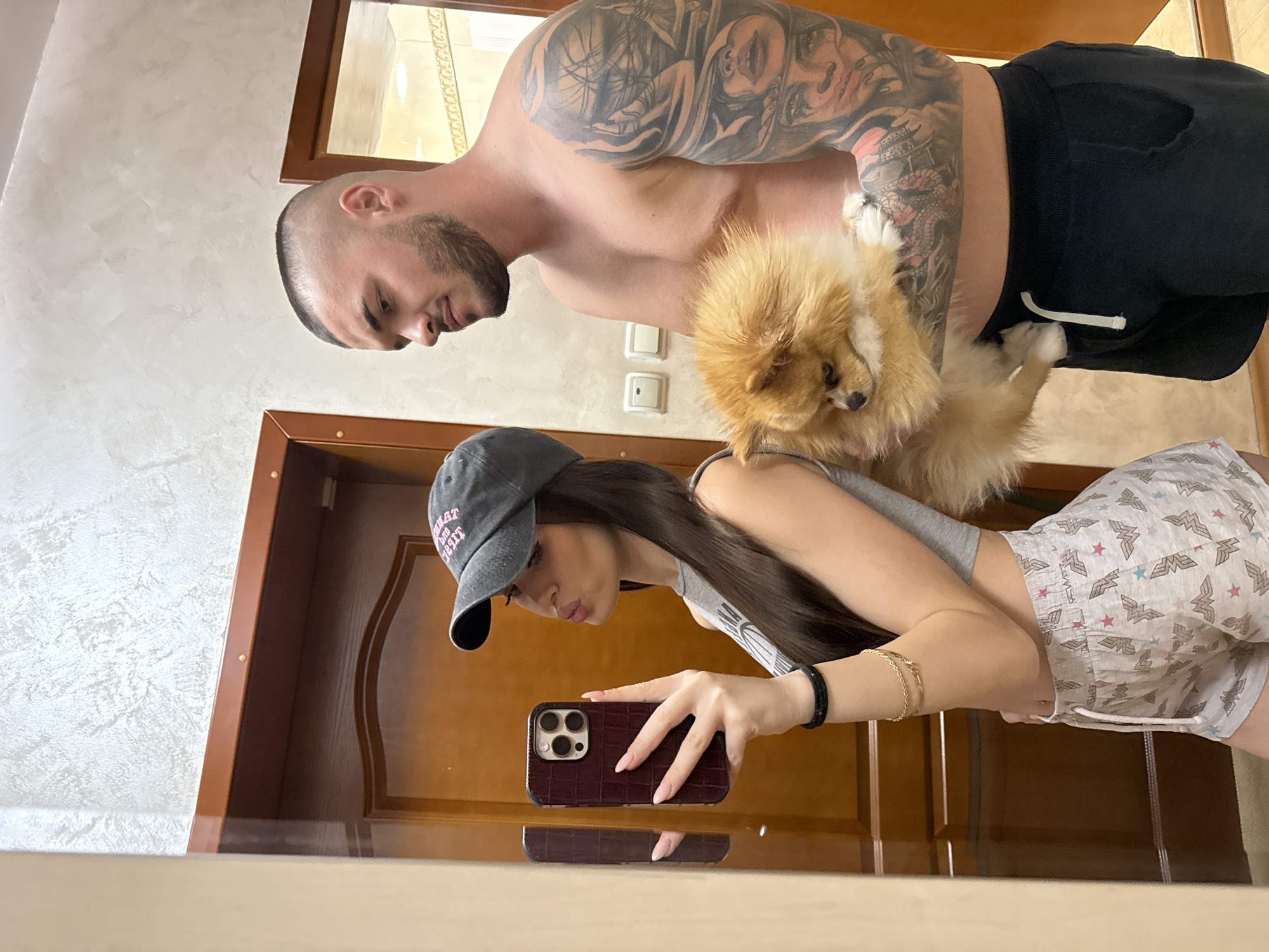 Casual apartment selfies with a Pomeranian in Pazardzhik