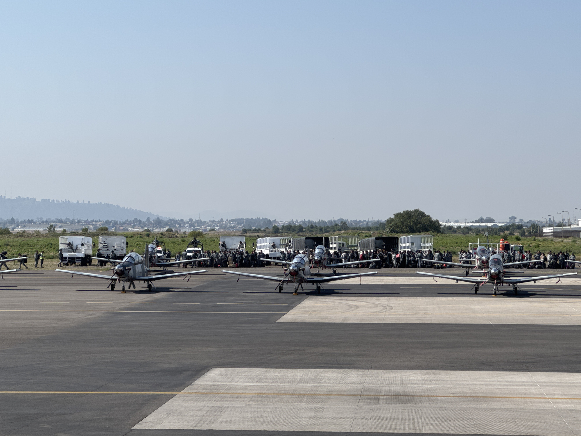 Aircraft operations captured at Huejotzingo airfield during afternoon