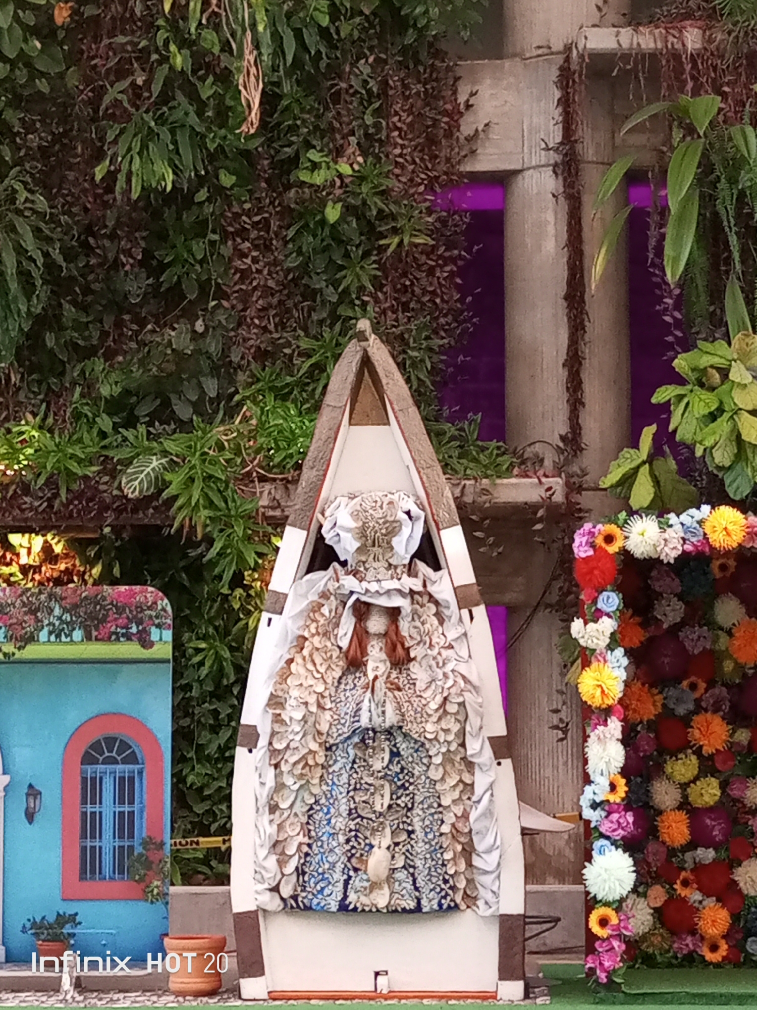 Festival displays featuring colorful decorations observed in Pampatar, Venezuela