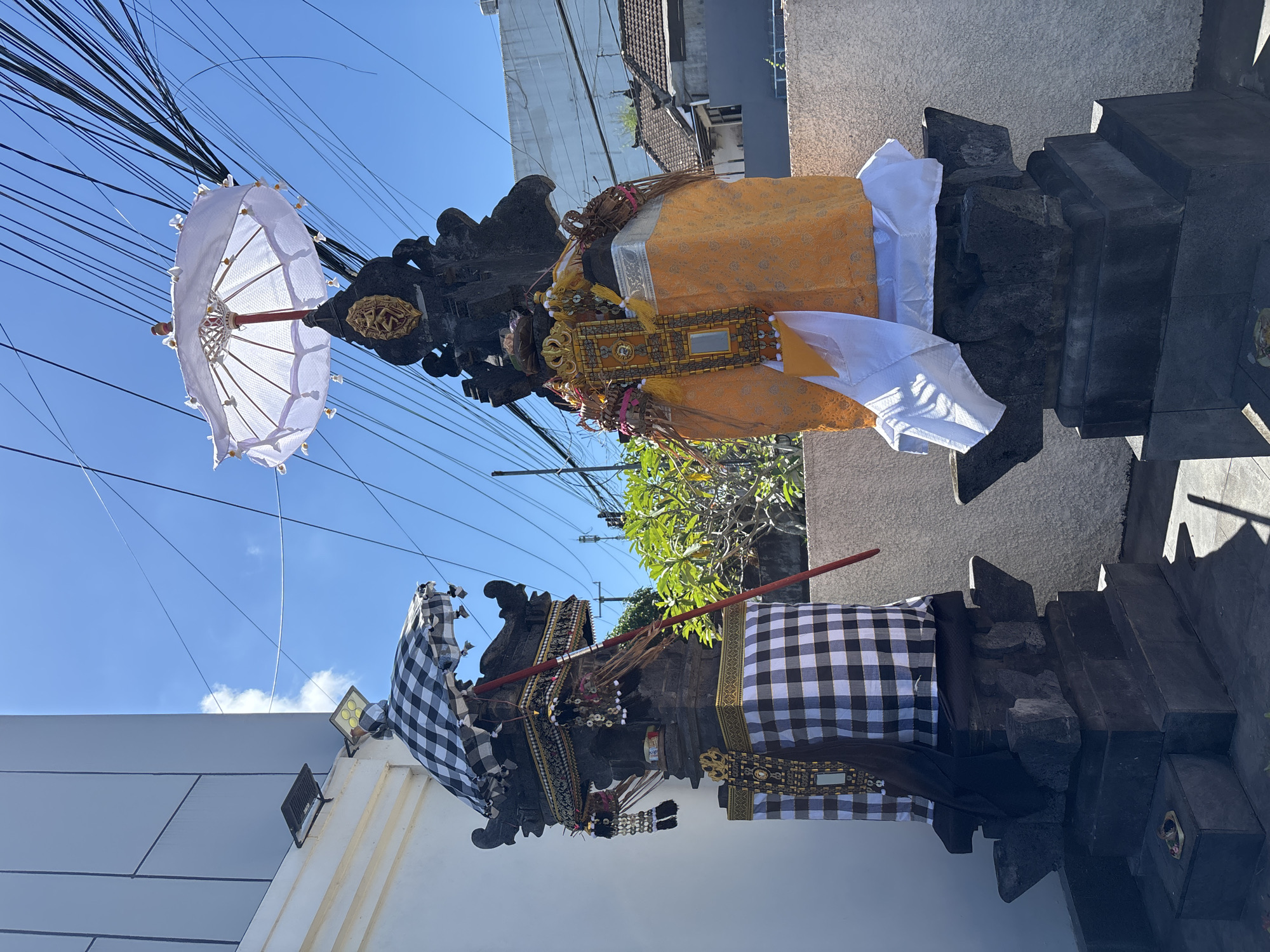Traditional Balinese shrines observed on Kuta Selatan street