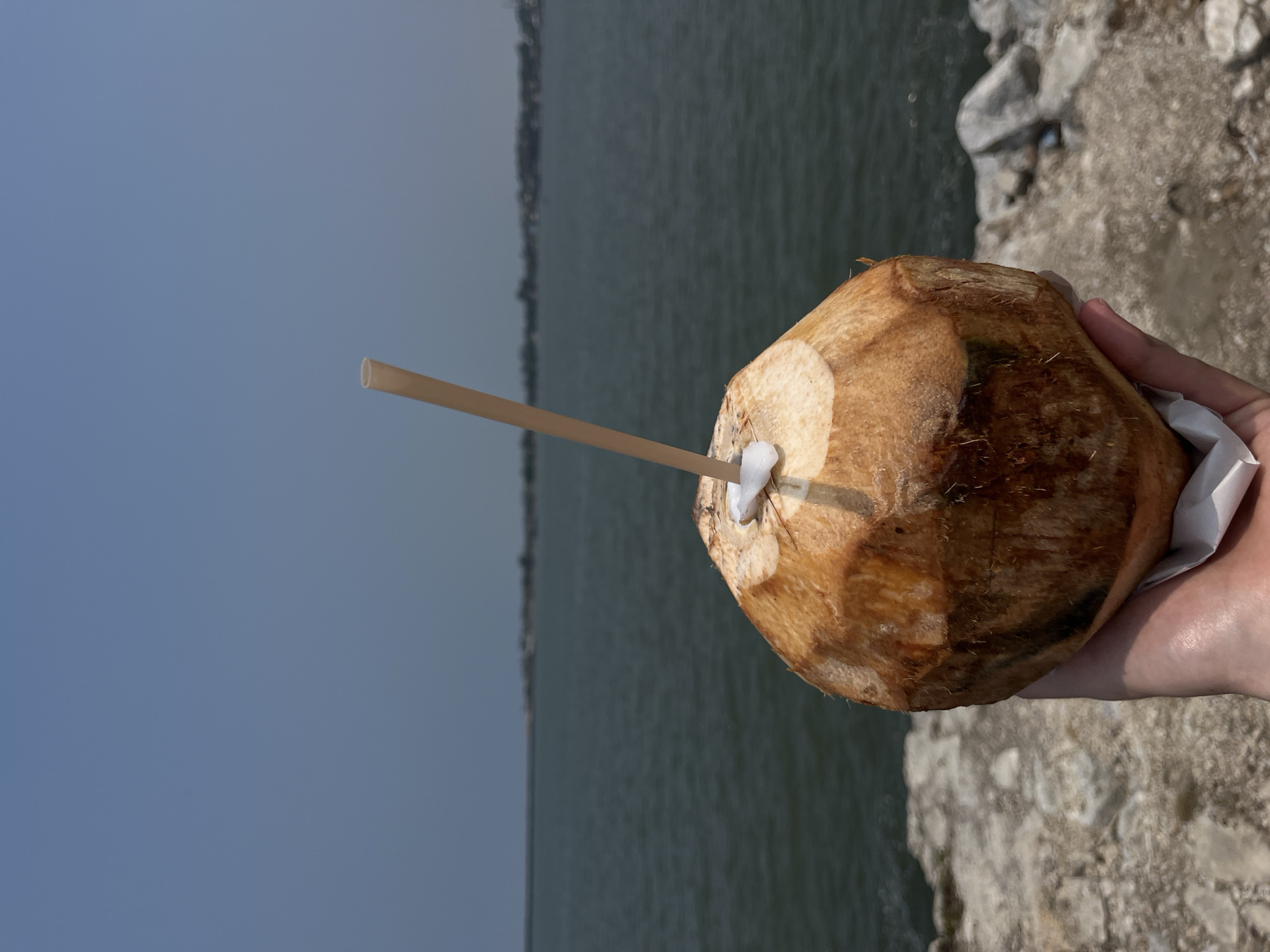 Coconut drink enjoyed at Coatzacoalcos waterfront