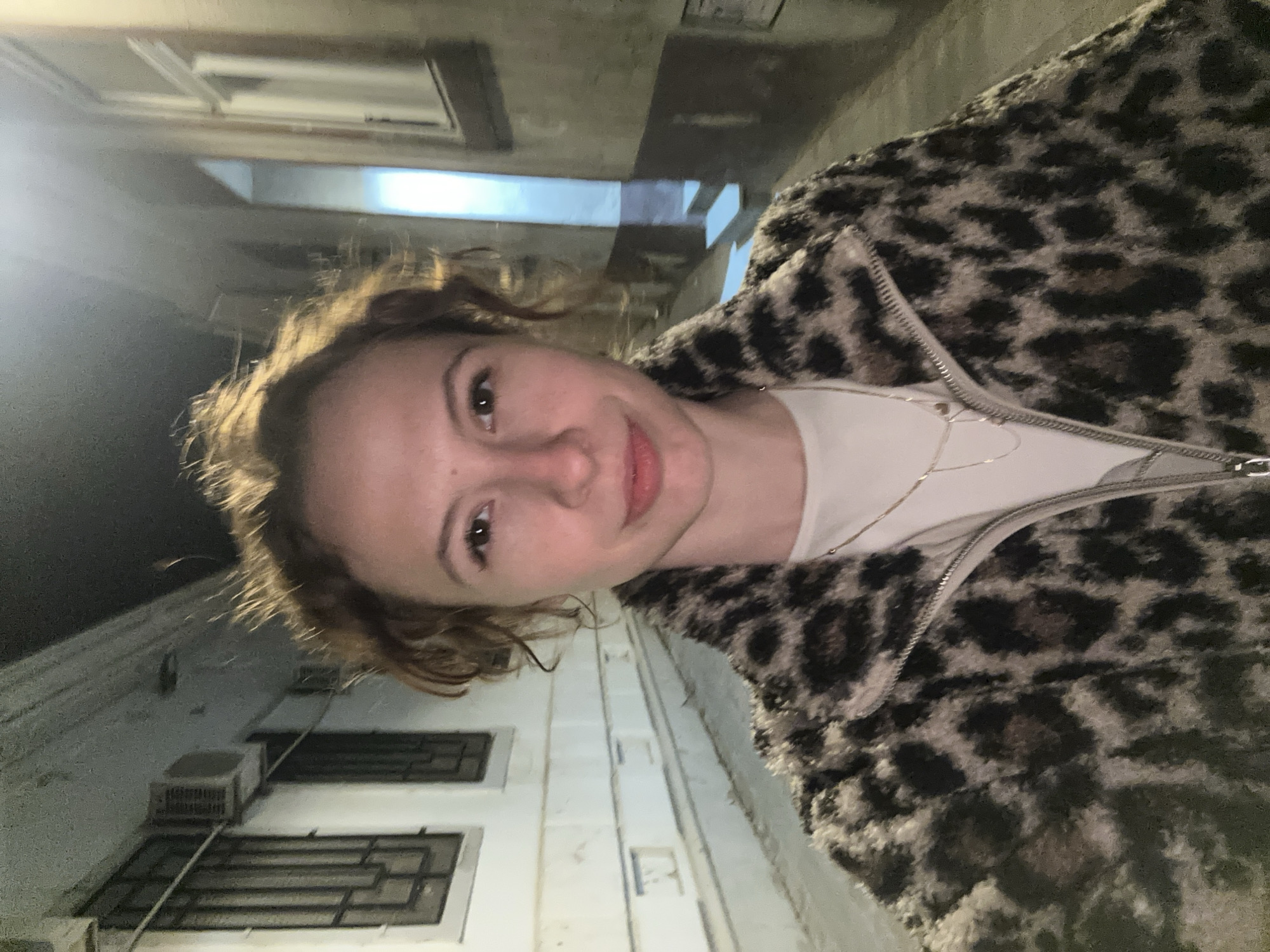 Woman takes nighttime selfie in Novi Sad, Serbia