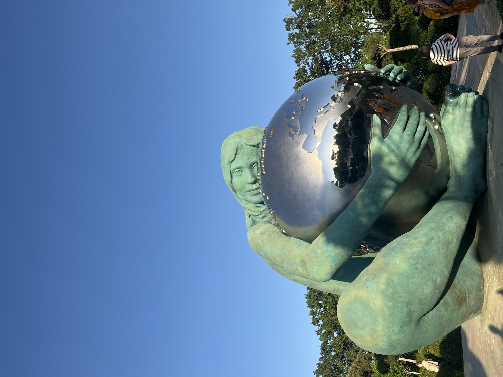 Tourists visit bronze Earth goddess statue in Krasnodar park