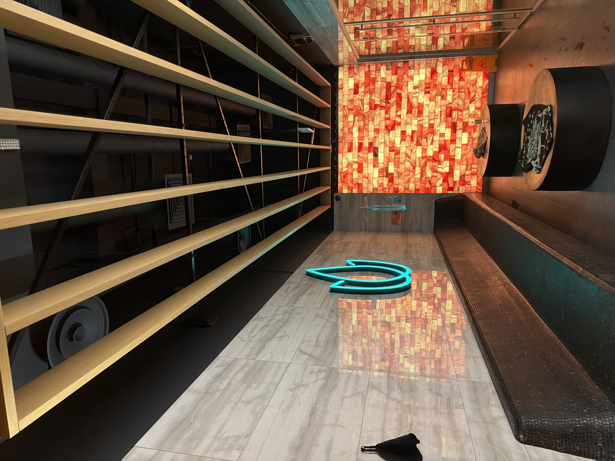 Woman documents morning workout session at modern fitness facility